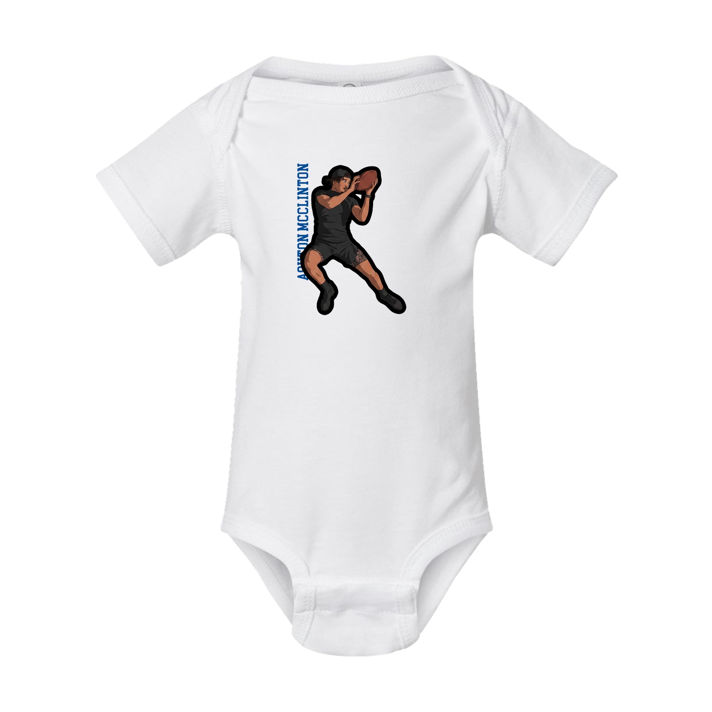 Baby Onesie — Name Vertical in White