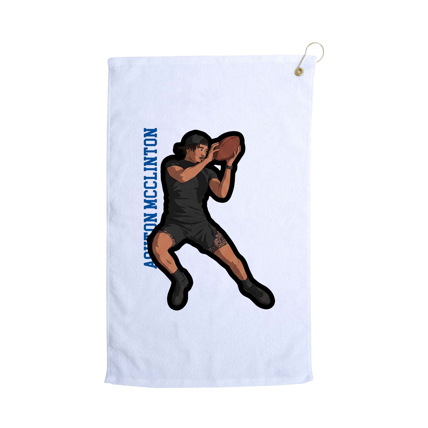 Golf Towel — Name Vertical in White