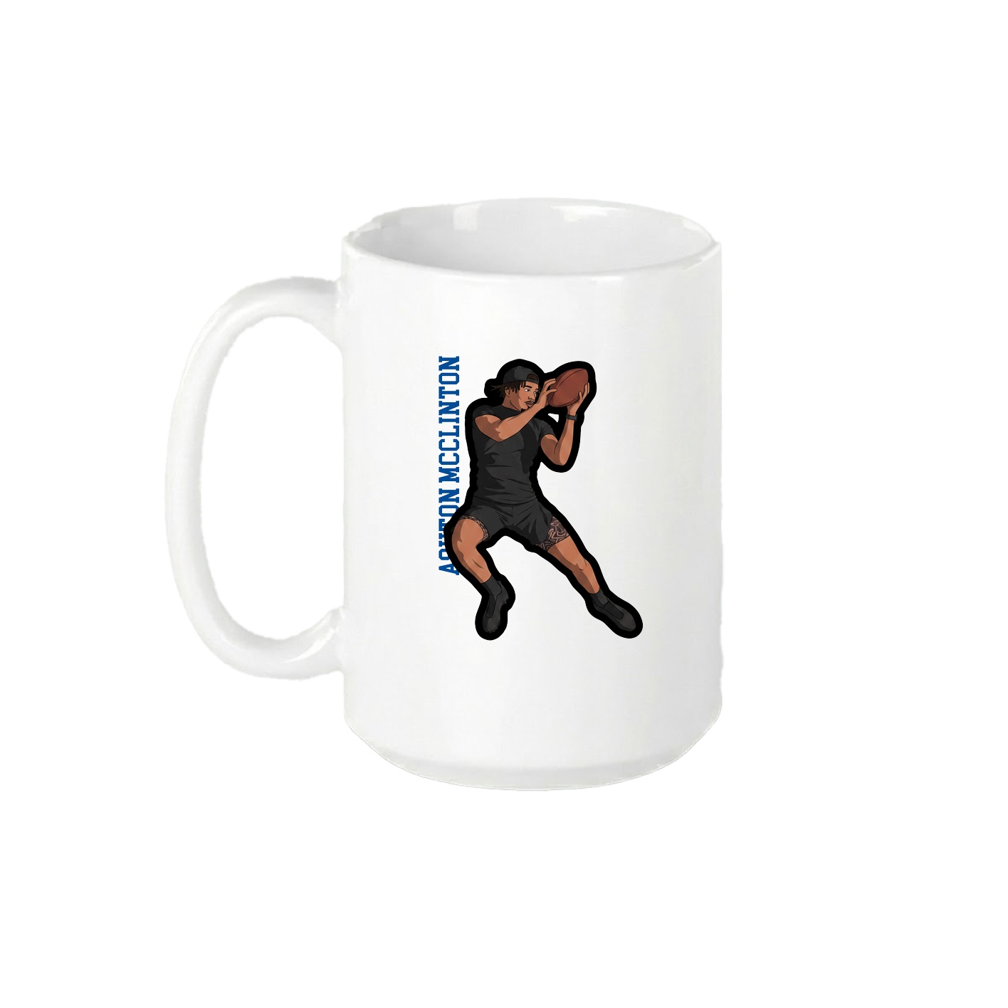 15oz Coffee Mug — Name Vertical in White