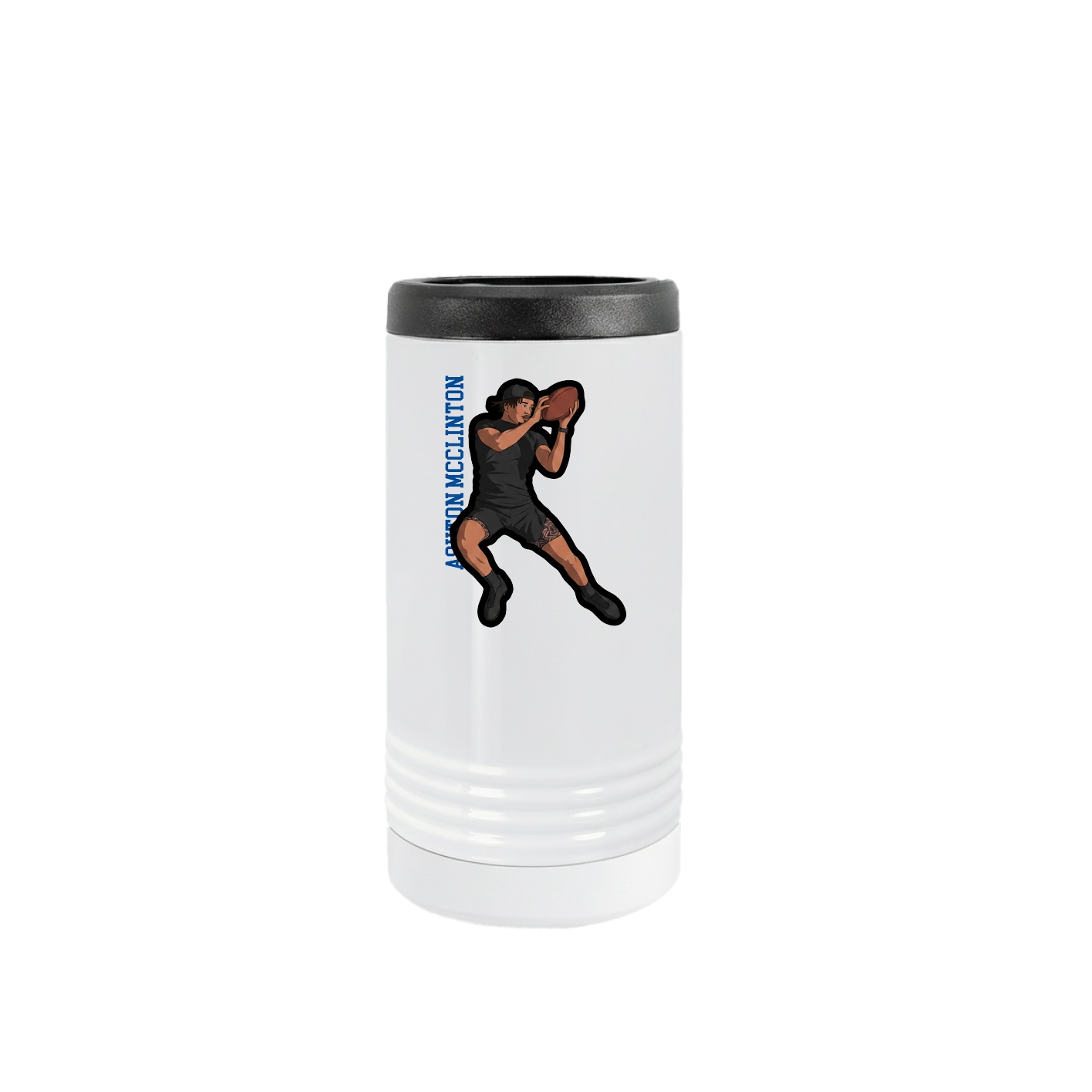 Slim Beverage Holder — Name Vertical in White