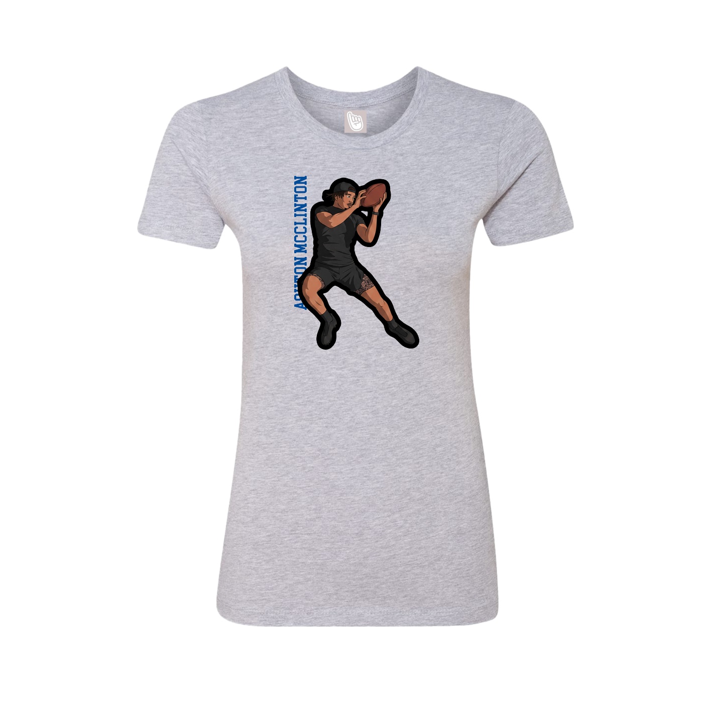 Fitted Women's Tee — Name Vertical in Grey