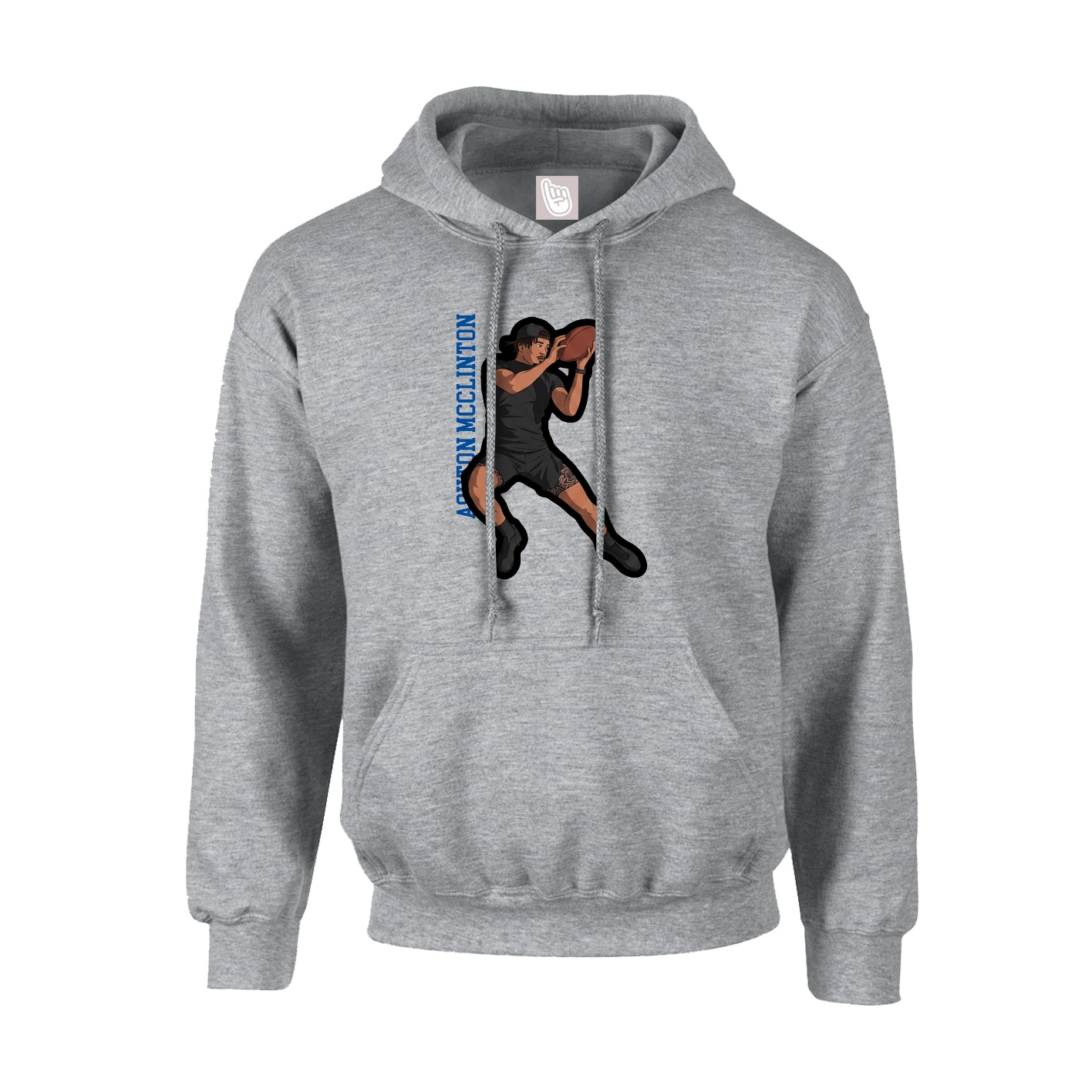 Youth Hoodie — Name Vertical in Grey
