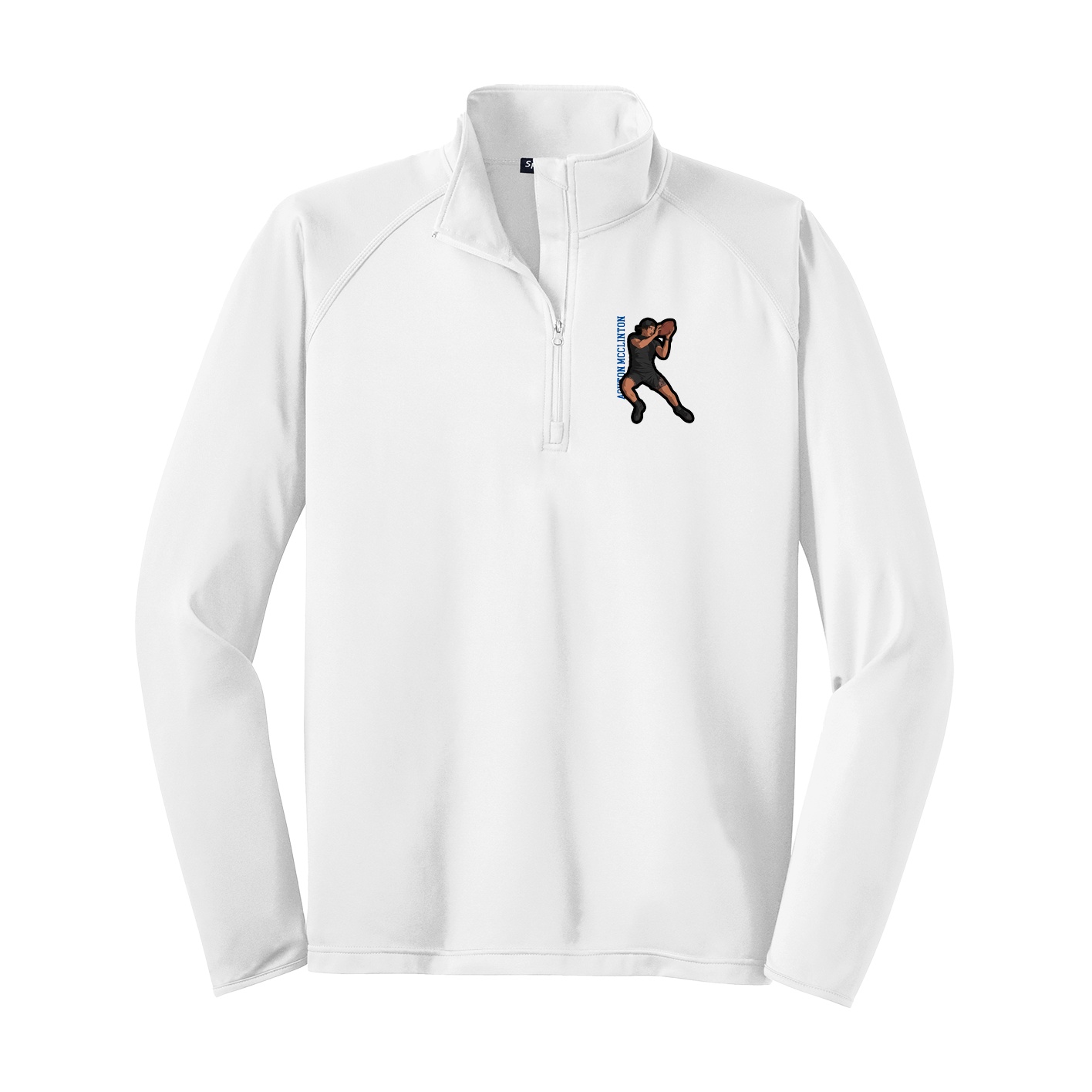 Q-Zip Pullover — Name Vertical in White