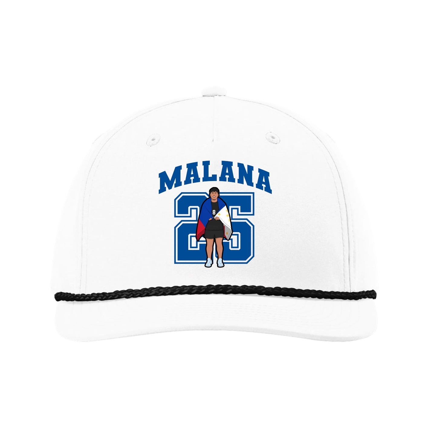Five-Panel Classic Rope Cap — Number in White