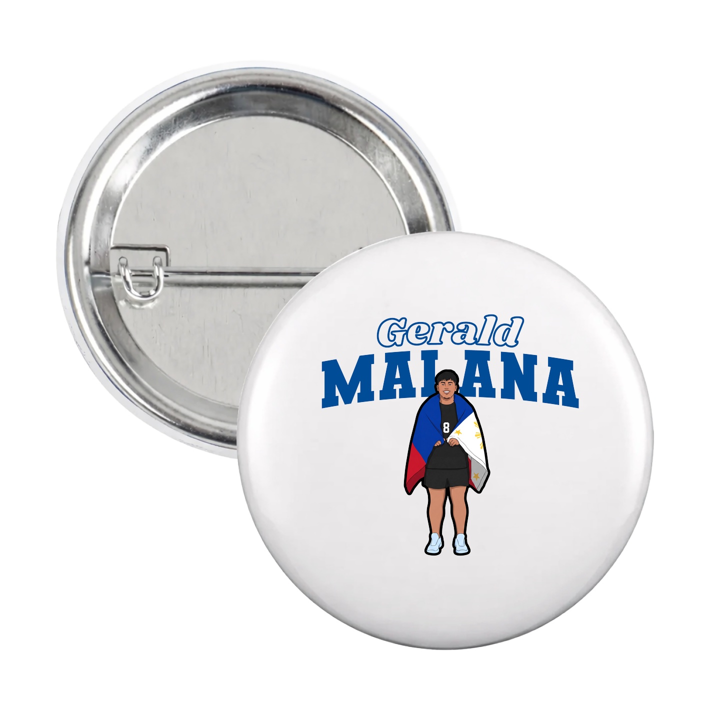 Game Day Button — Name Arch in White