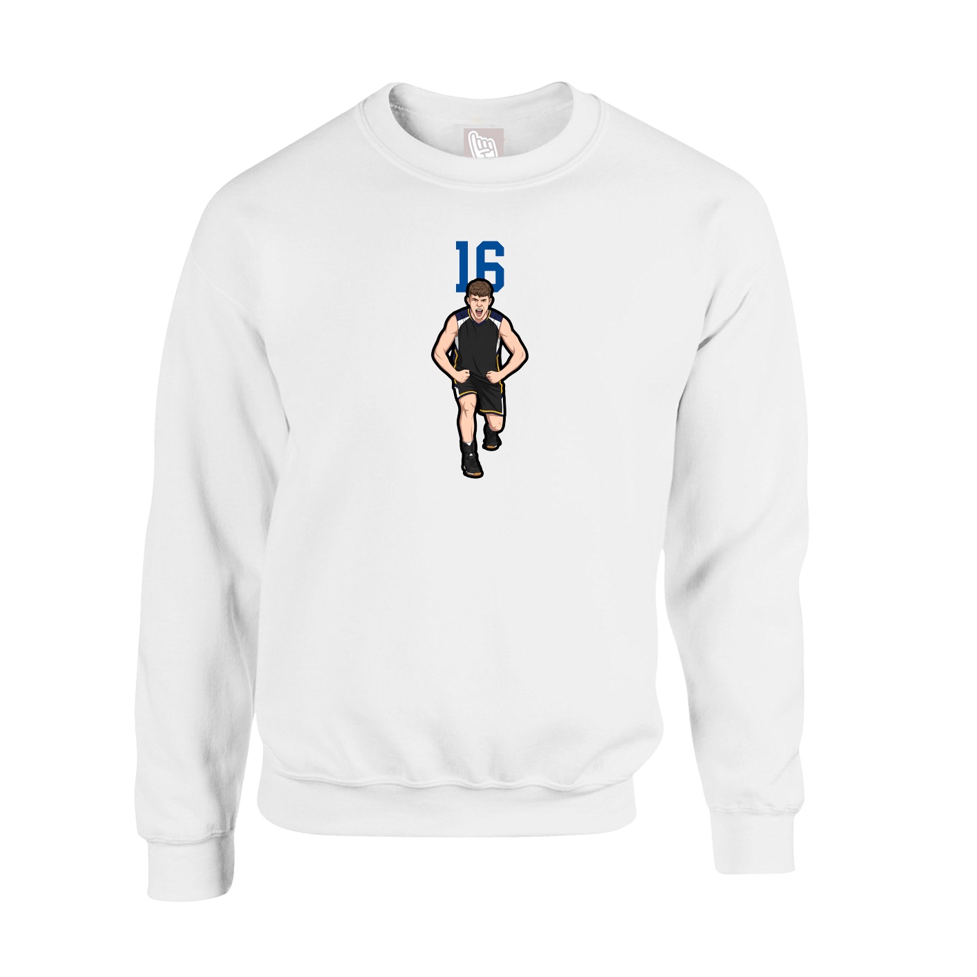 Fleece Crew — Number Top in White