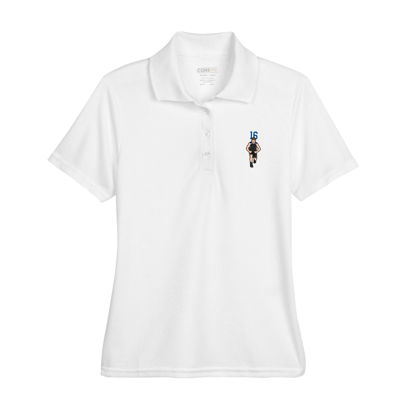 Womens Performance Polo — Number Top in White