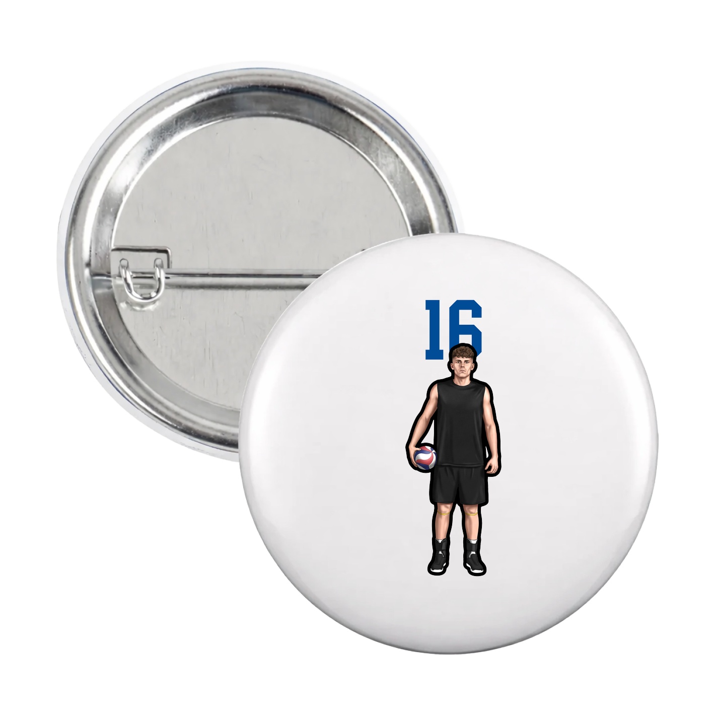 Game Day Button — Number Top in White