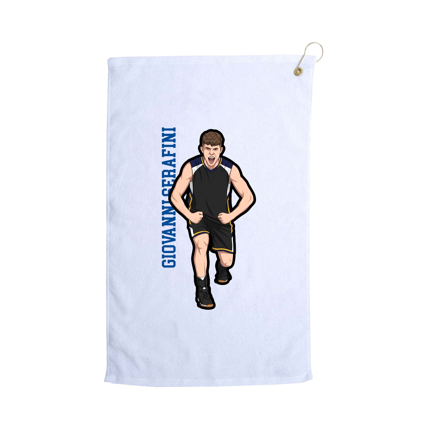 Golf Towel — Name Vertical in White