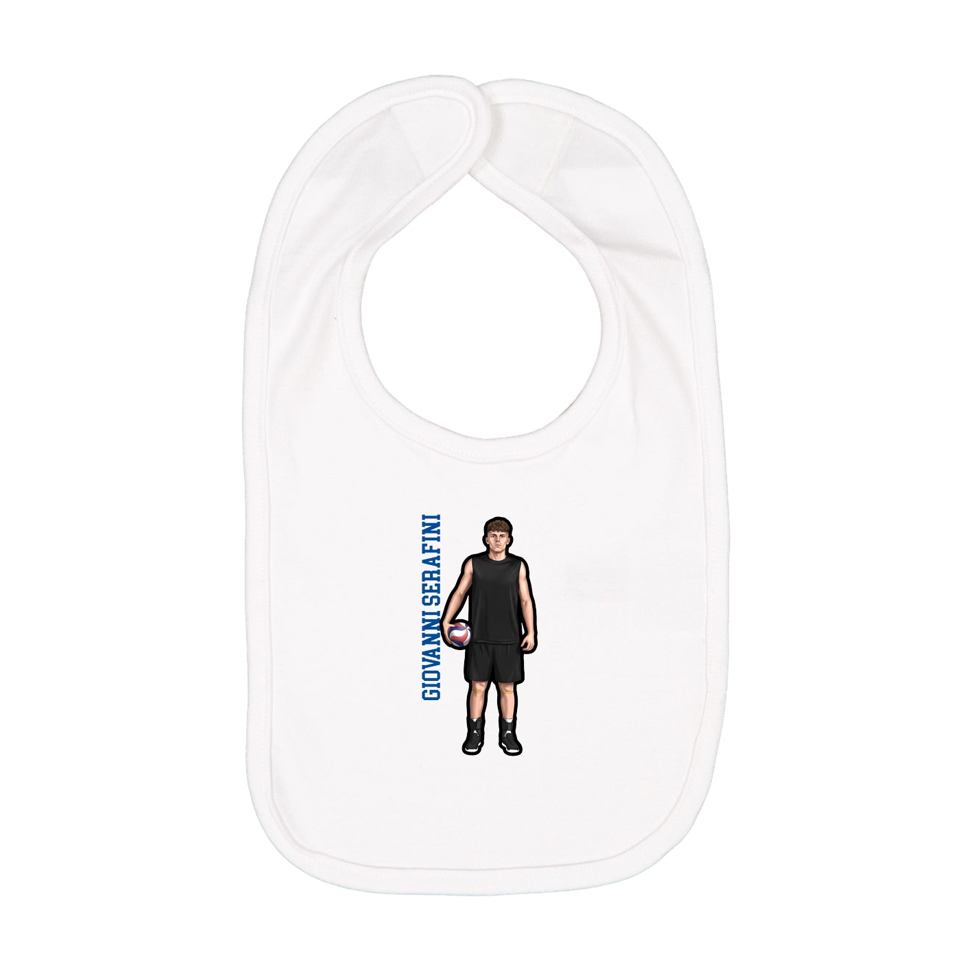 Infant Bib — Name Vertical in White