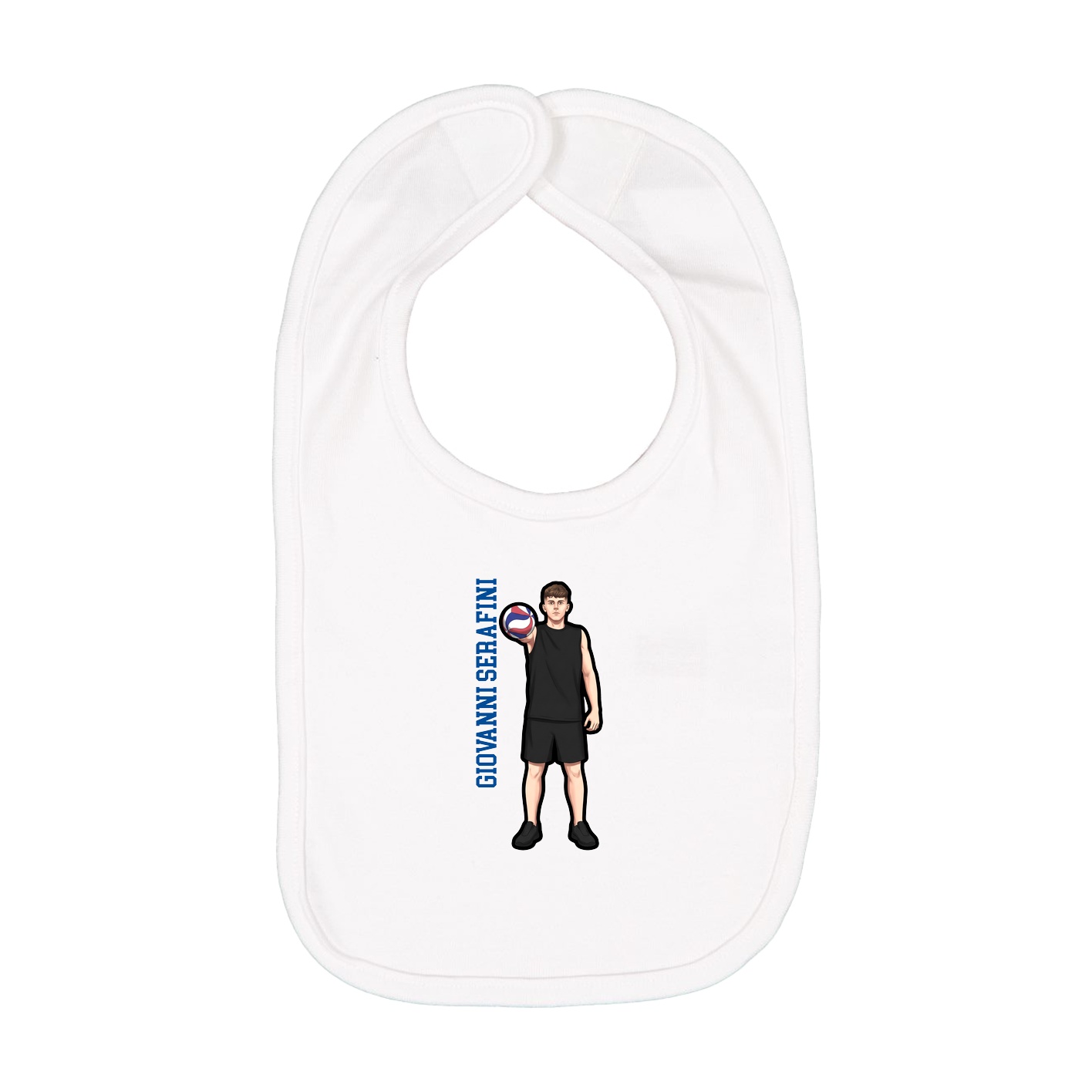 Infant Bib — Name Vertical in White