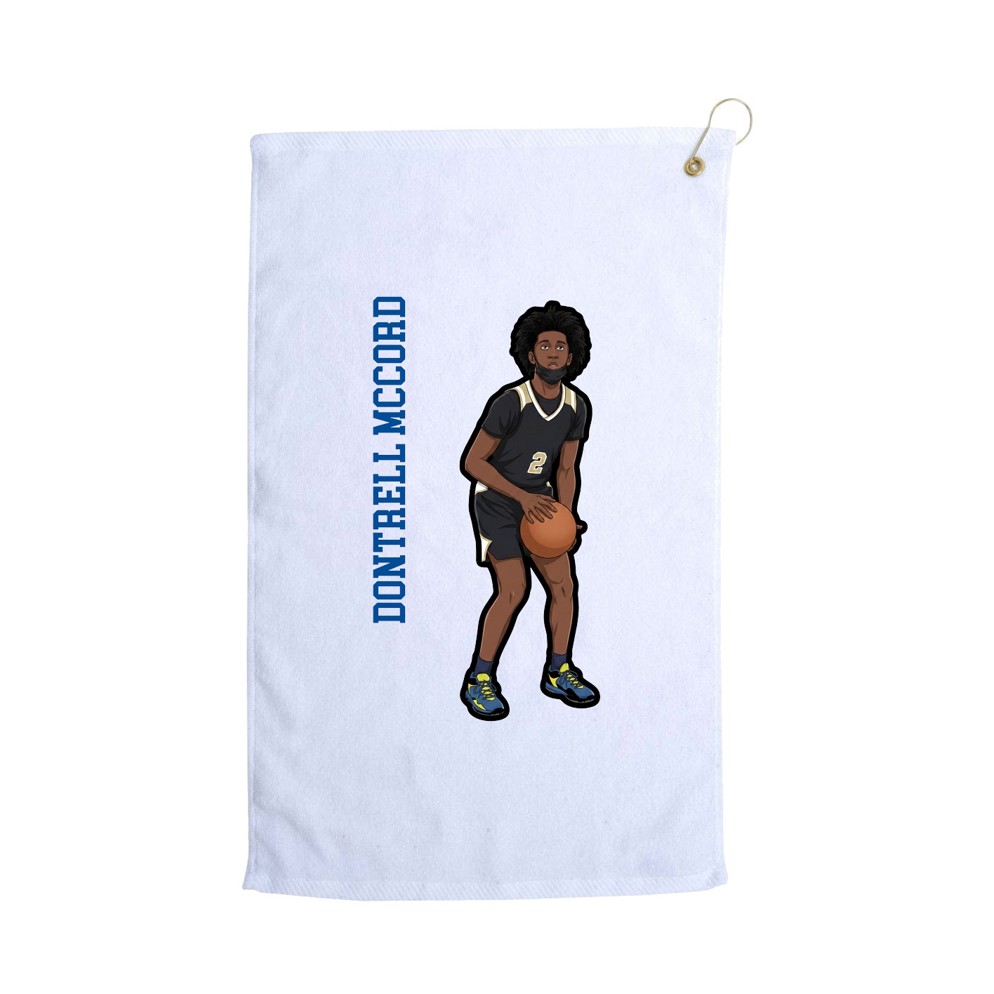 Golf Towel — Name Vertical in White