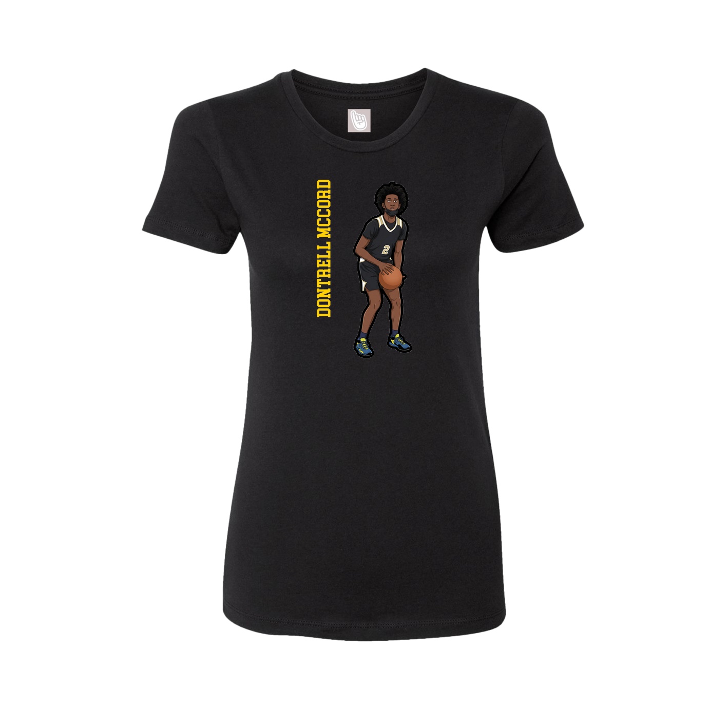 Womens Tee — Name Vertical in Black