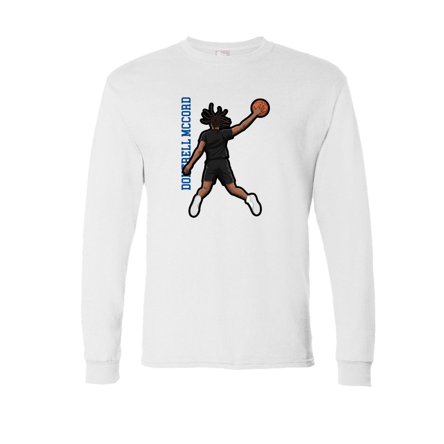 Long Sleeve Tee — Name Vertical in White