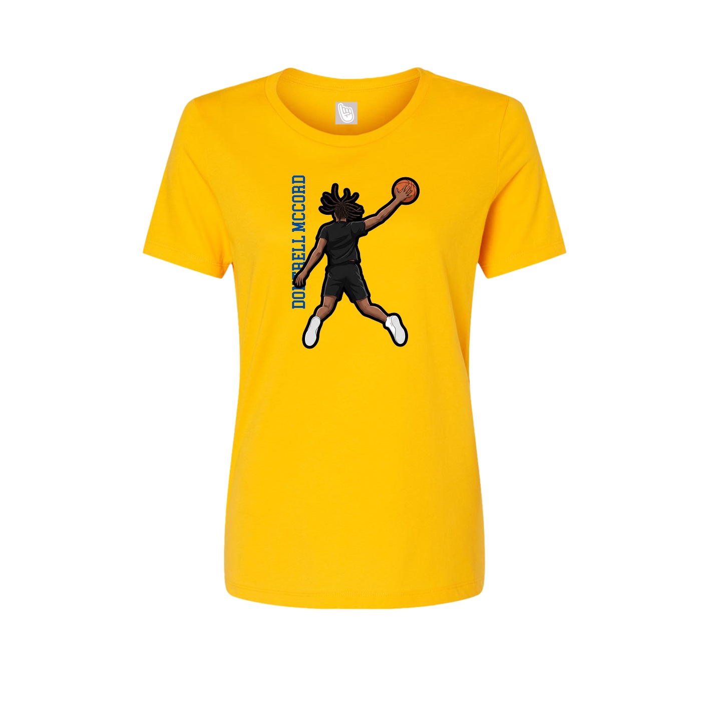 Fitted Women's Tee — Name Vertical in Gold