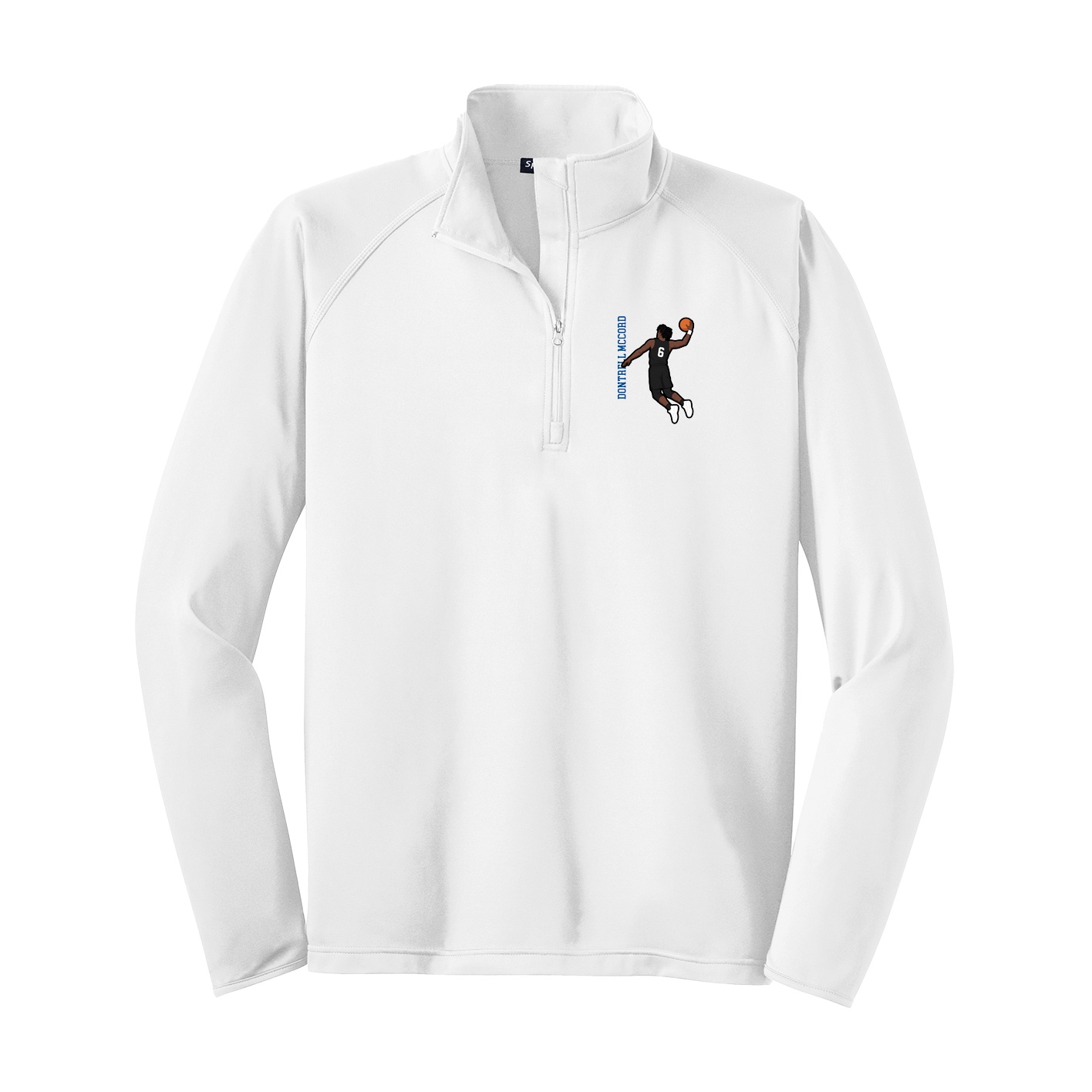 Q-Zip Pullover — Name Vertical in White