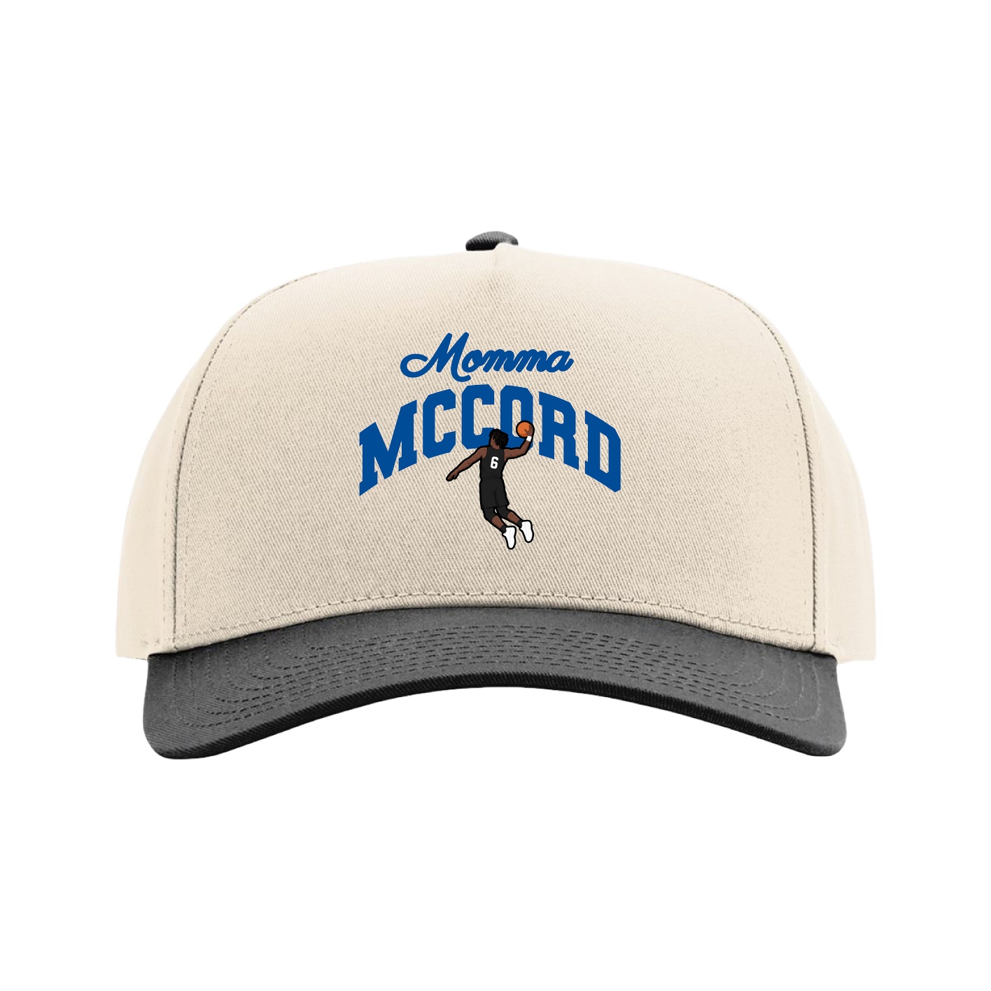 Full Fabric Five-Panel Champ Cap — Mothers Day Arch in Cream/Black