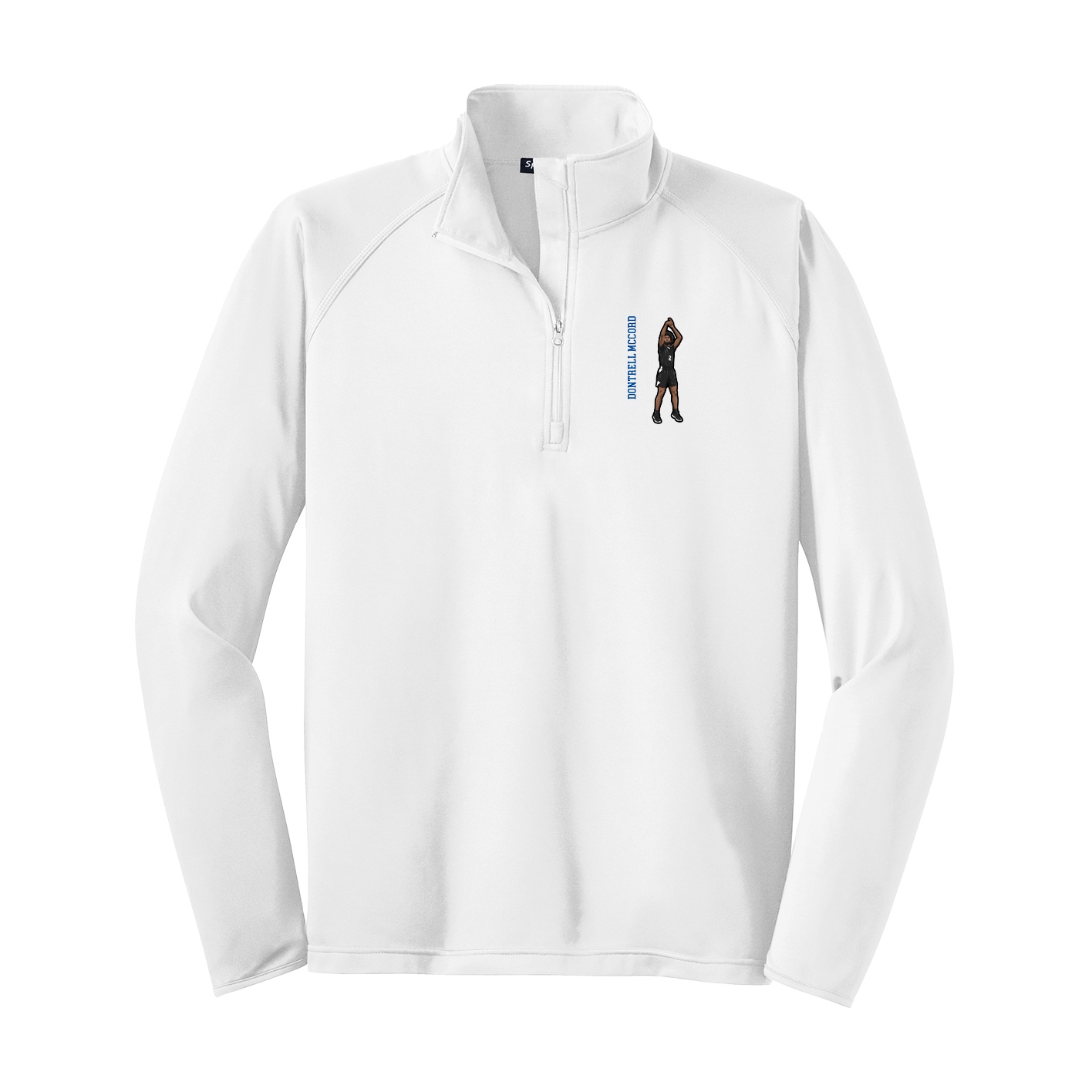 Q-Zip Pullover — Name Vertical in White
