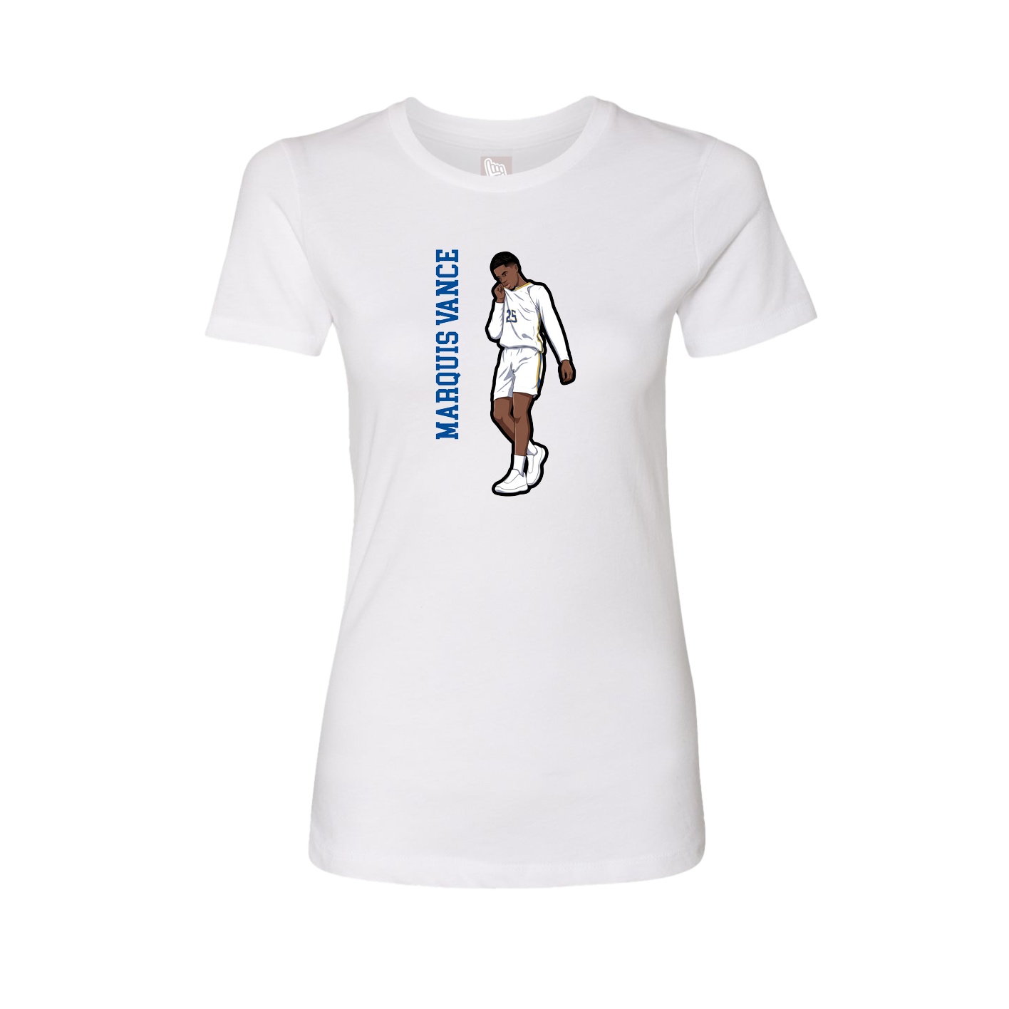 Fitted Women's Tee — Name Vertical in White