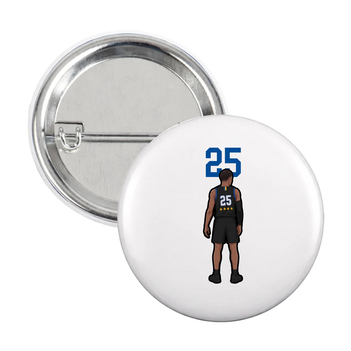 Game Day Button — Number Top in White