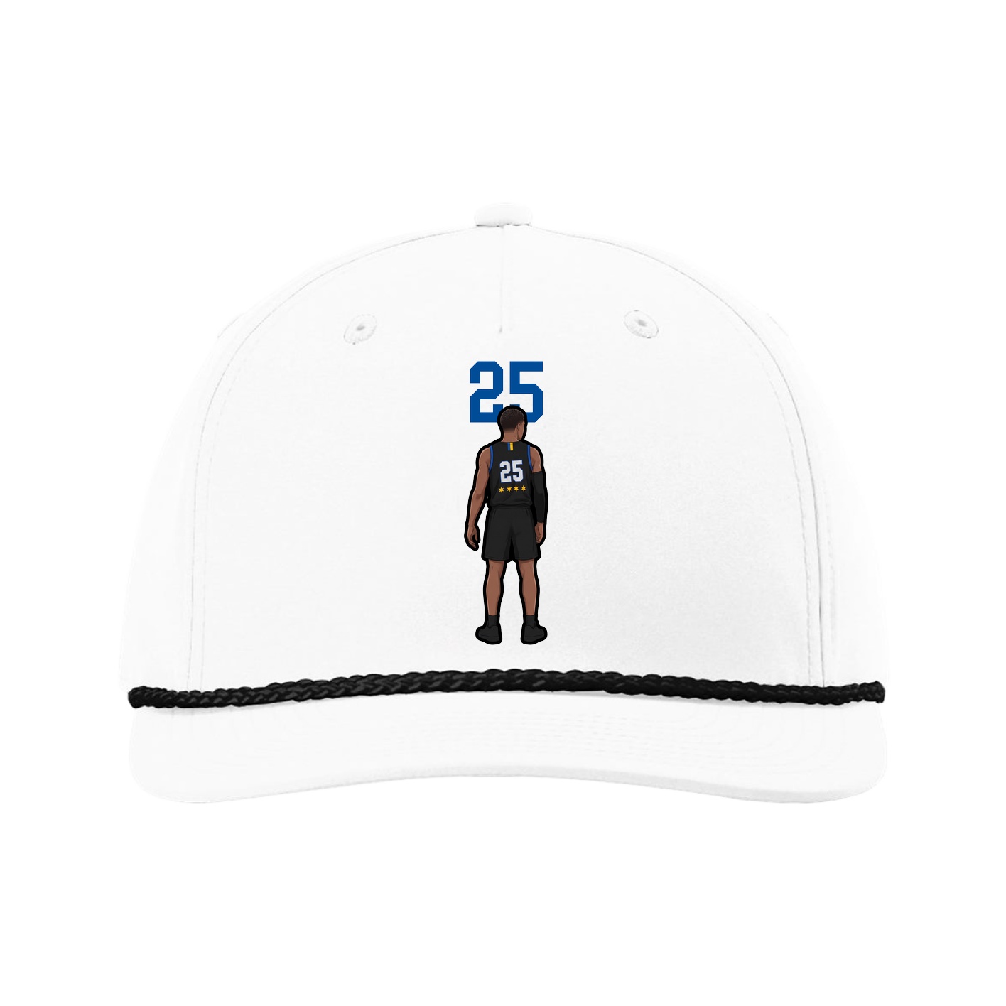 Five-Panel Classic Rope Cap — Number Top in White