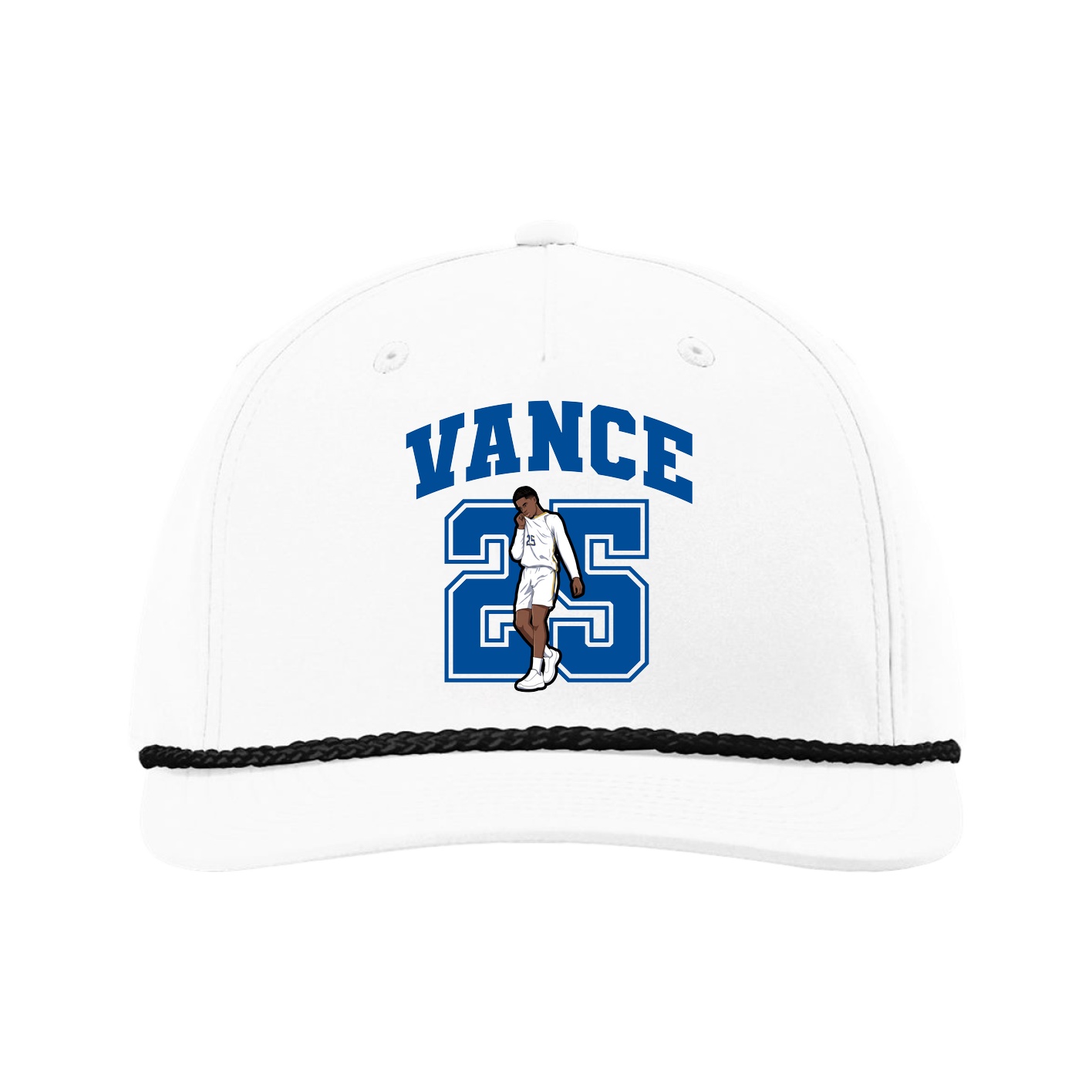 Five-Panel Classic Rope Cap — Number in White