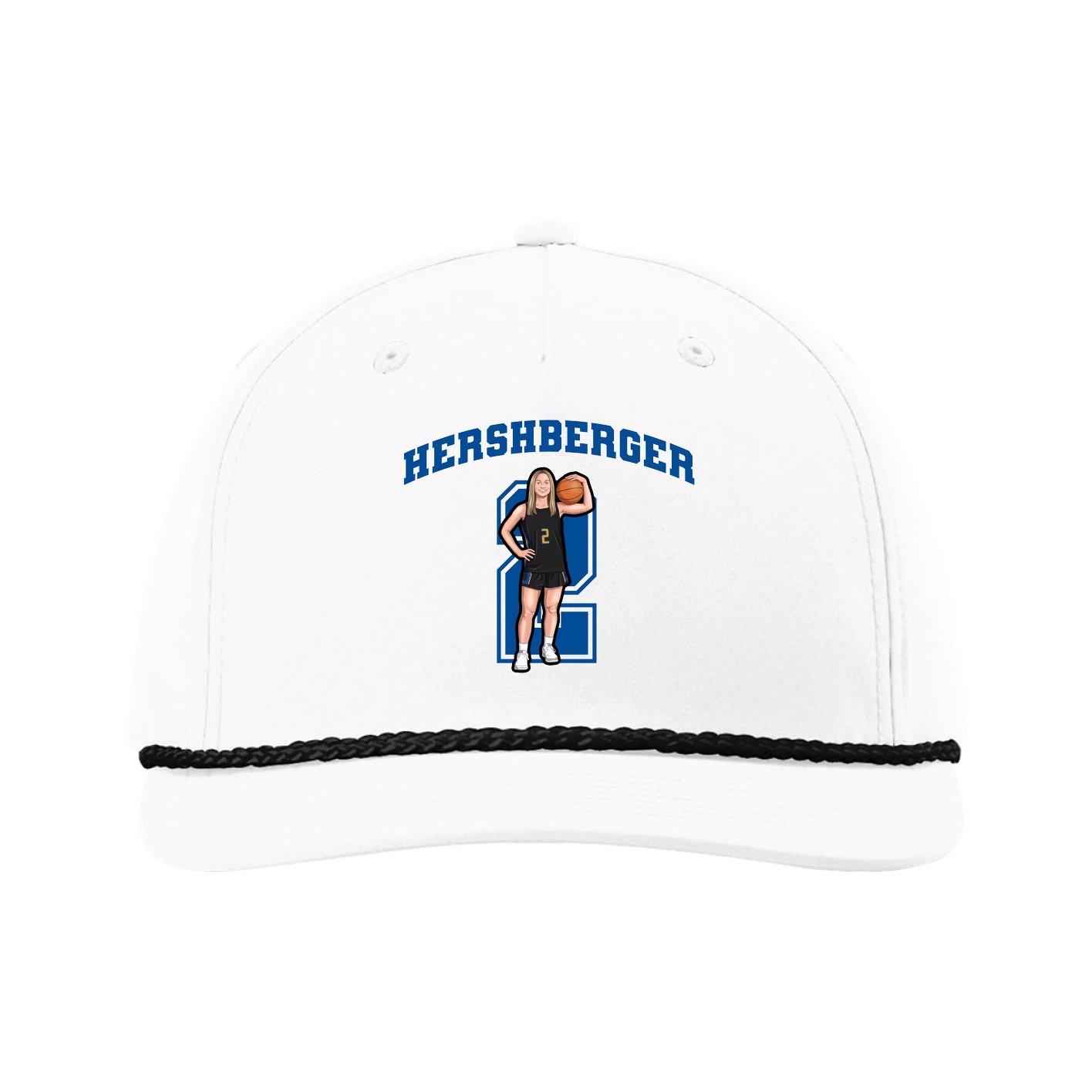 Five-Panel Classic Rope Cap — Number in White