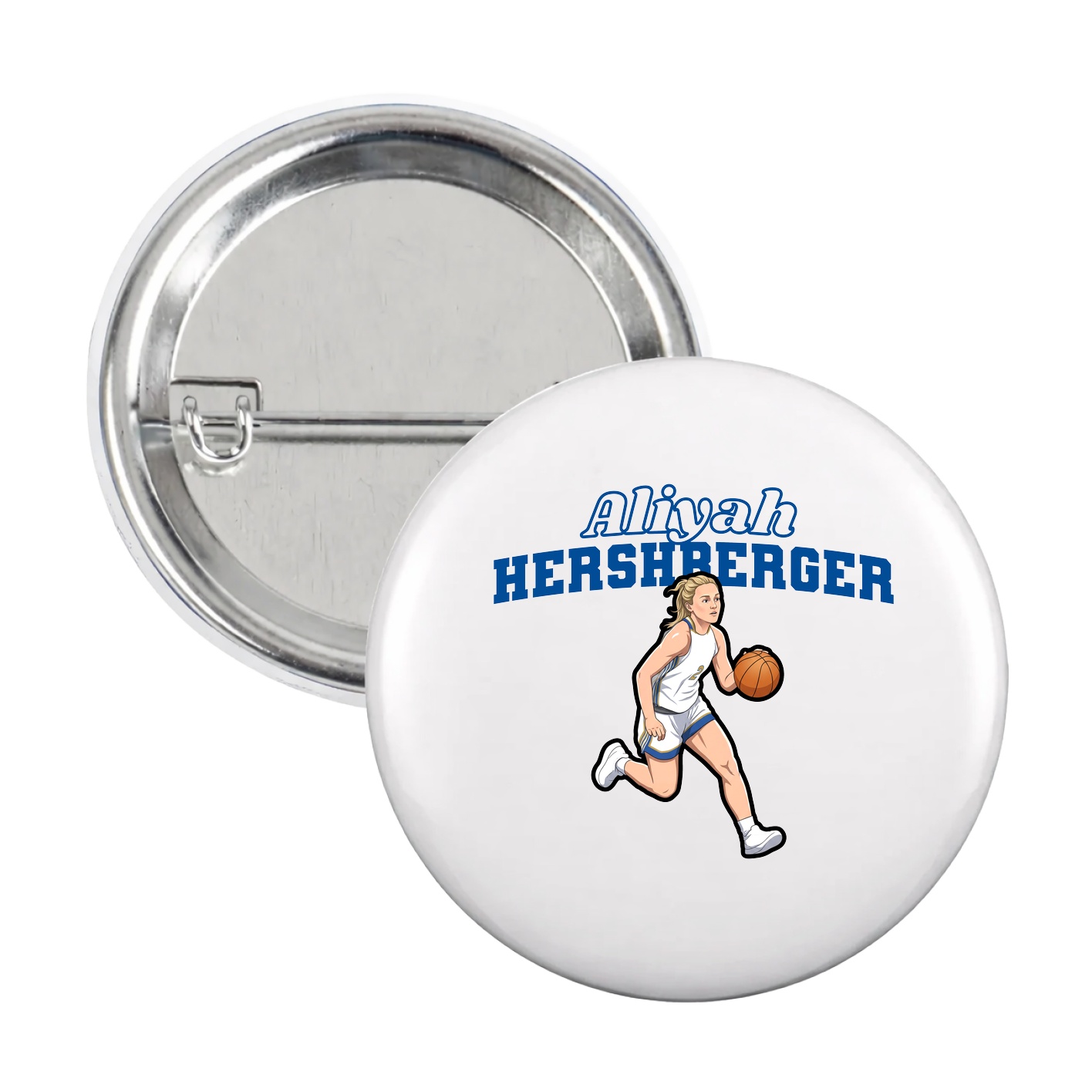 Game Day Button — Name Arch in White