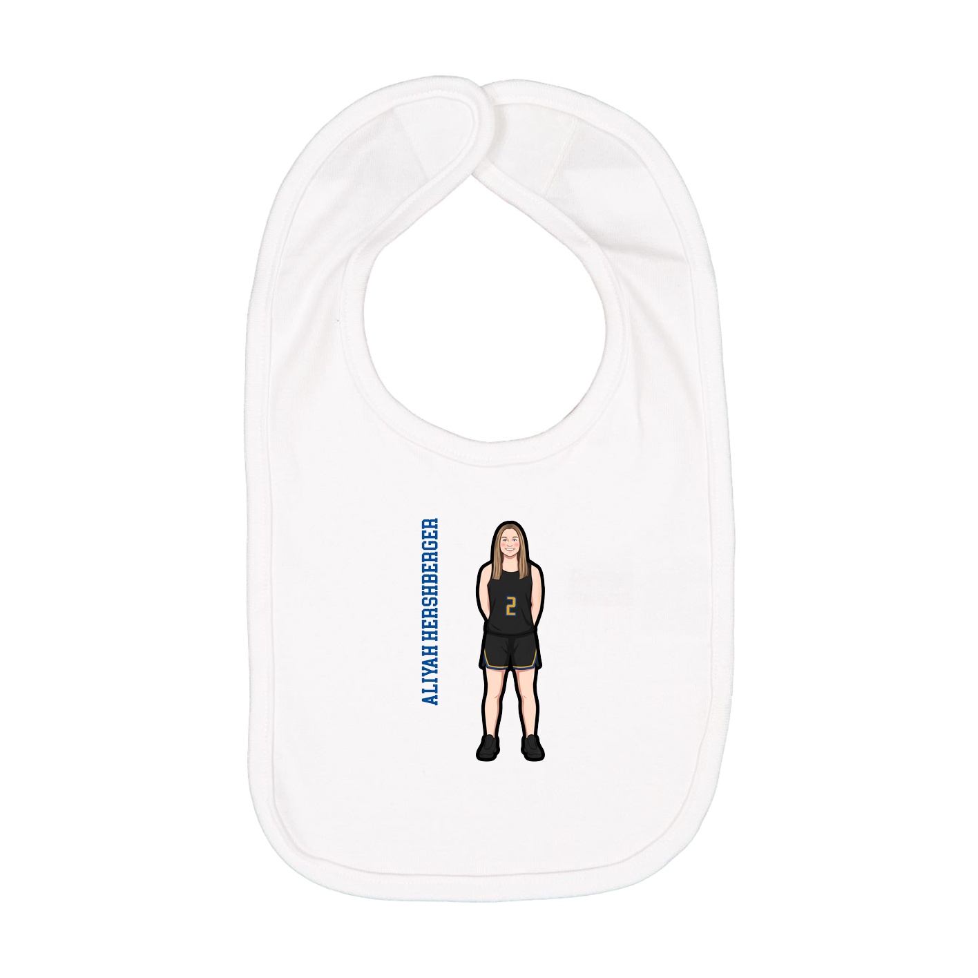 Infant Bib — Name Vertical in White