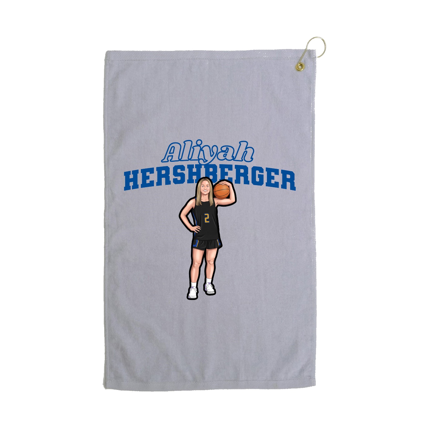 Golf Towel — Name Arch in Grey