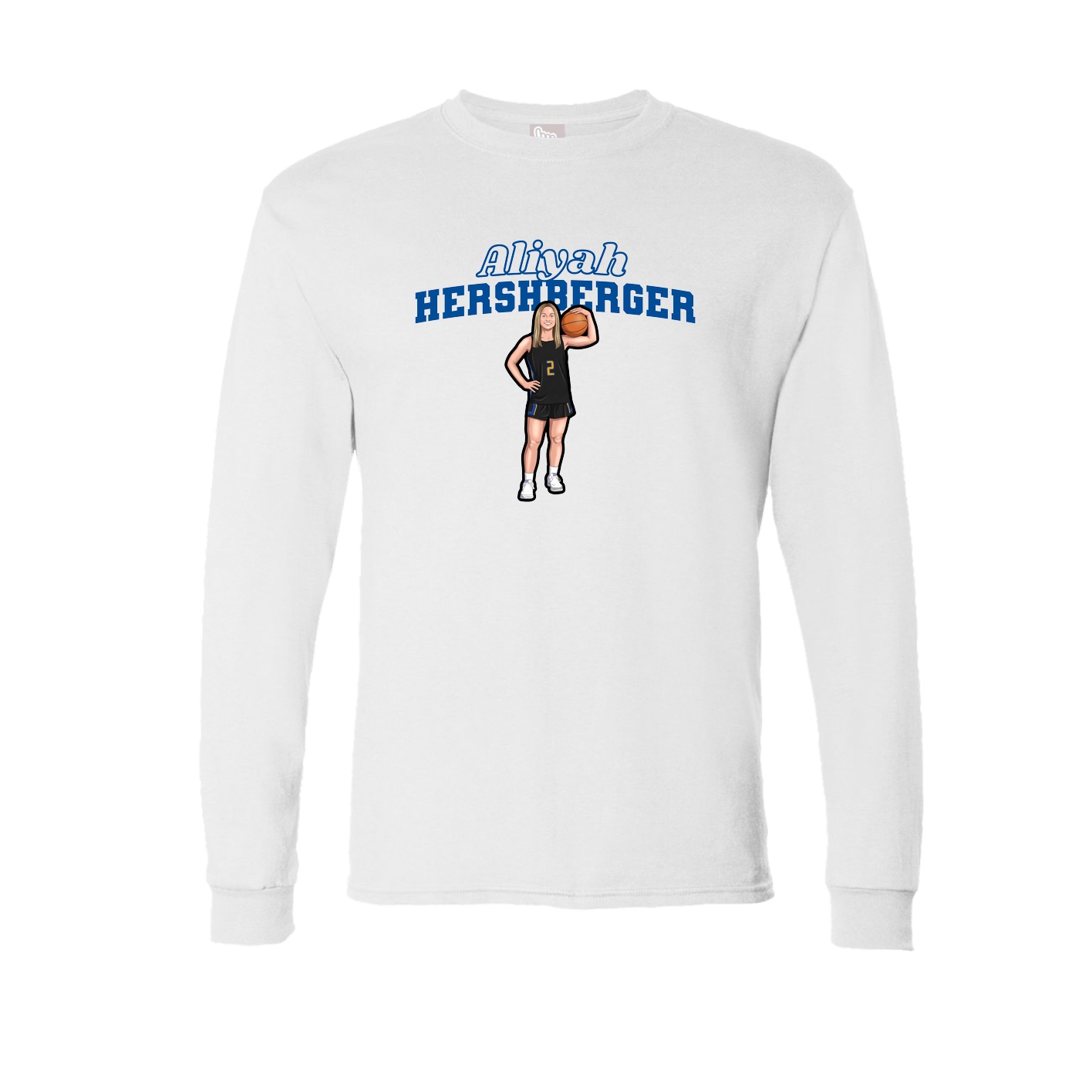 Long Sleeve Tee — Name Arch in White