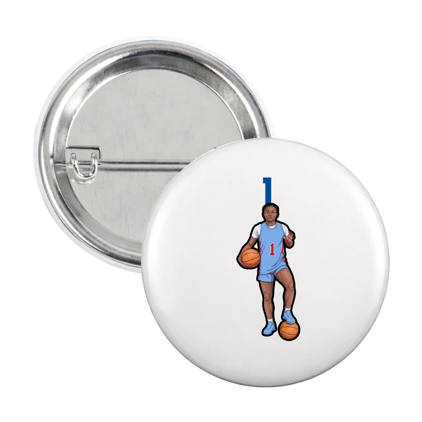 Game Day Button — Number Top in White