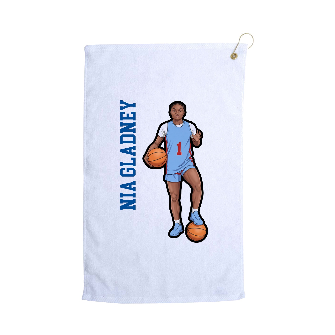 Golf Towel — Name Vertical in White