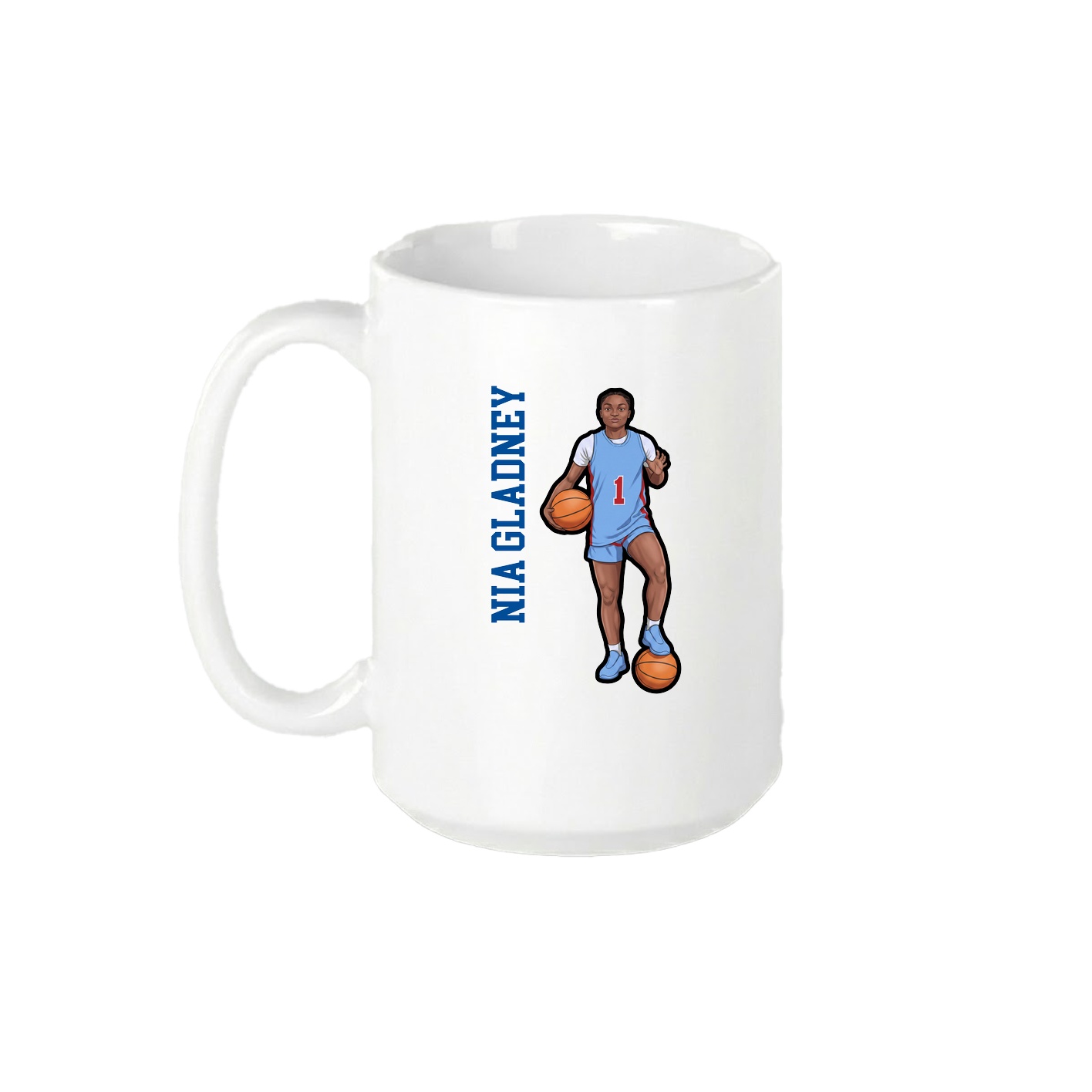 15oz Coffee Mug — Name Vertical in White