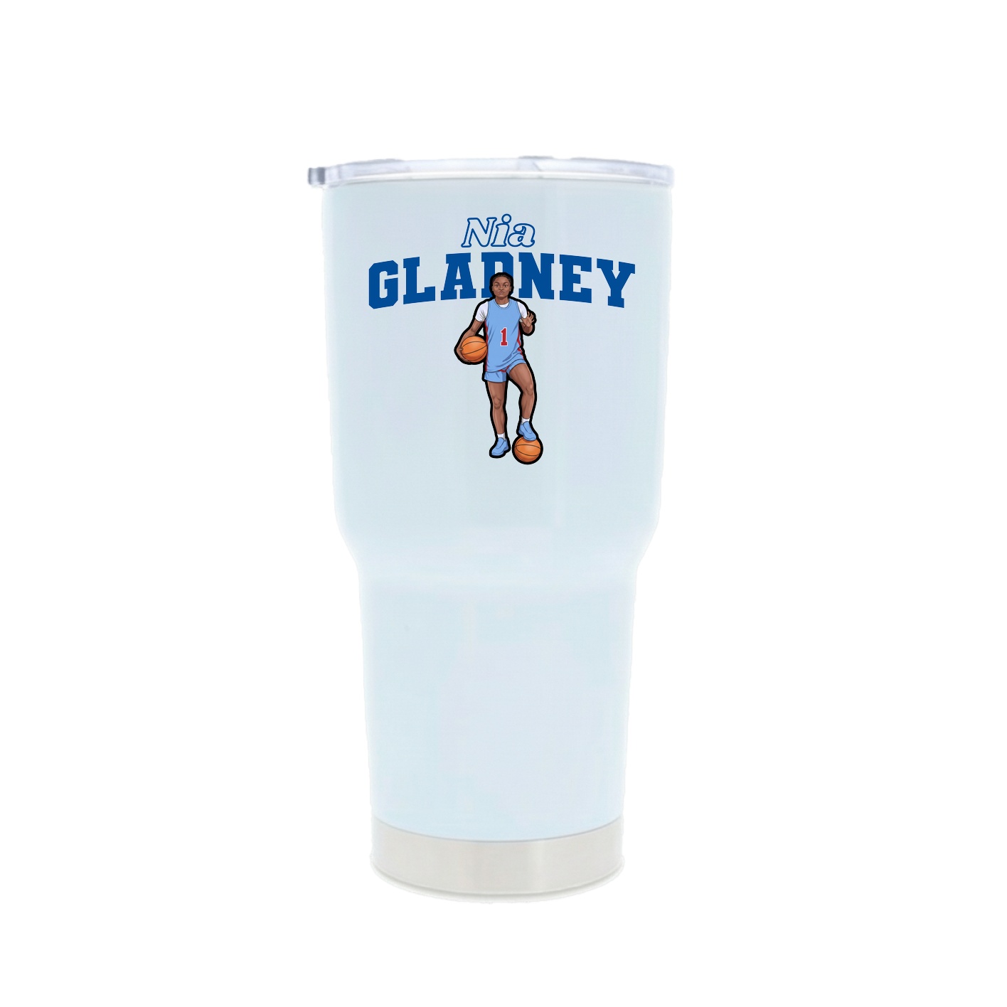 30oz Stainless Steel Tumbler — Name Arch in White