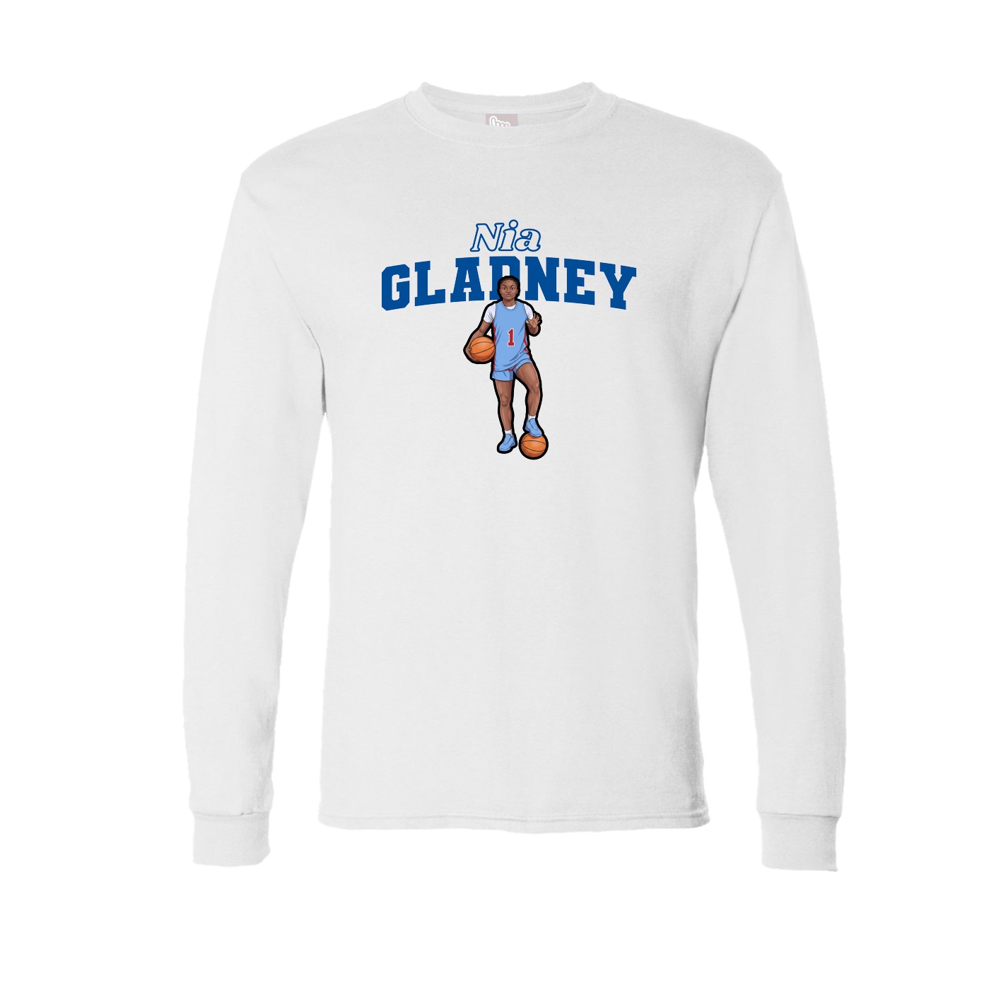 Long Sleeve Tee — Name Arch in White
