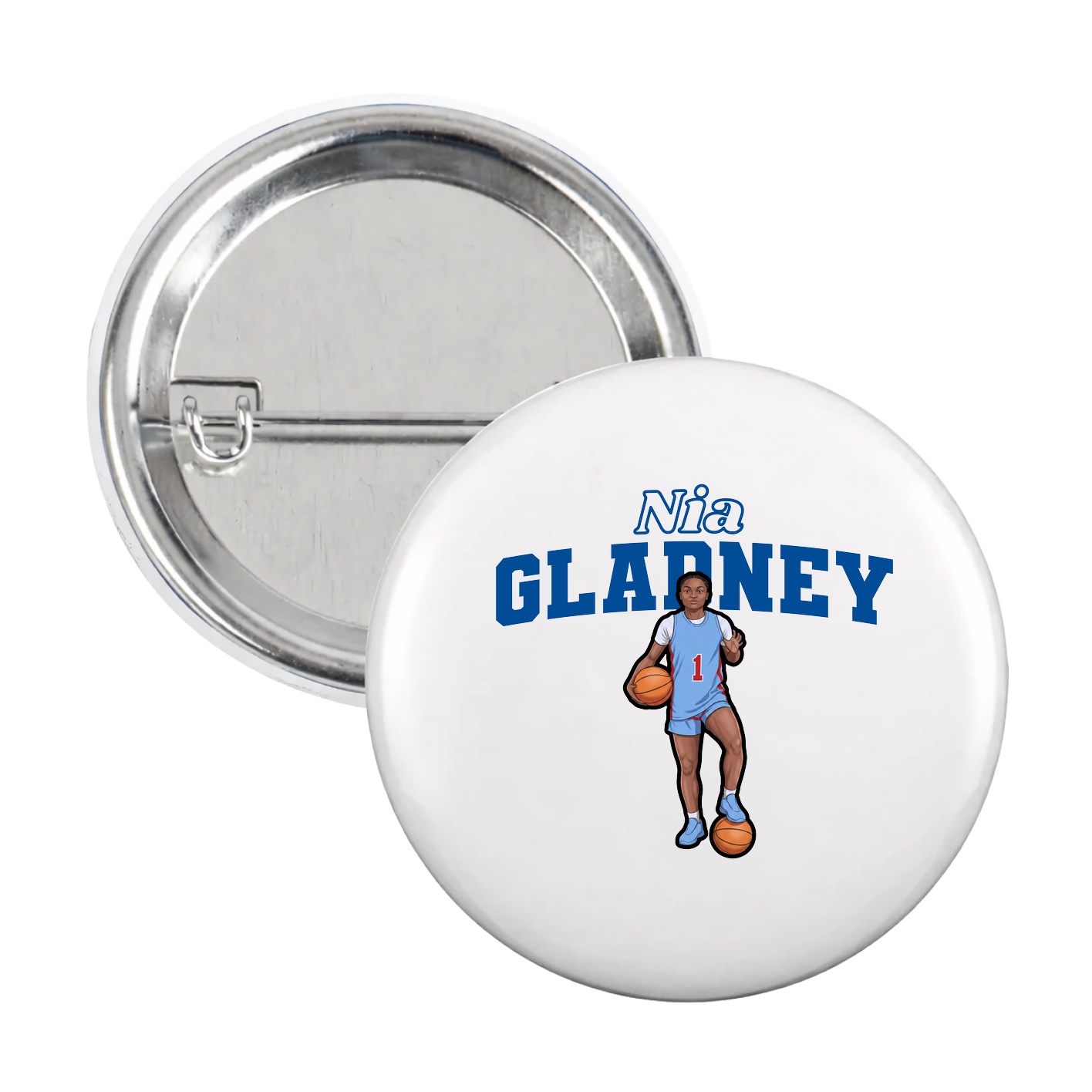 Game Day Button — Name Arch in White