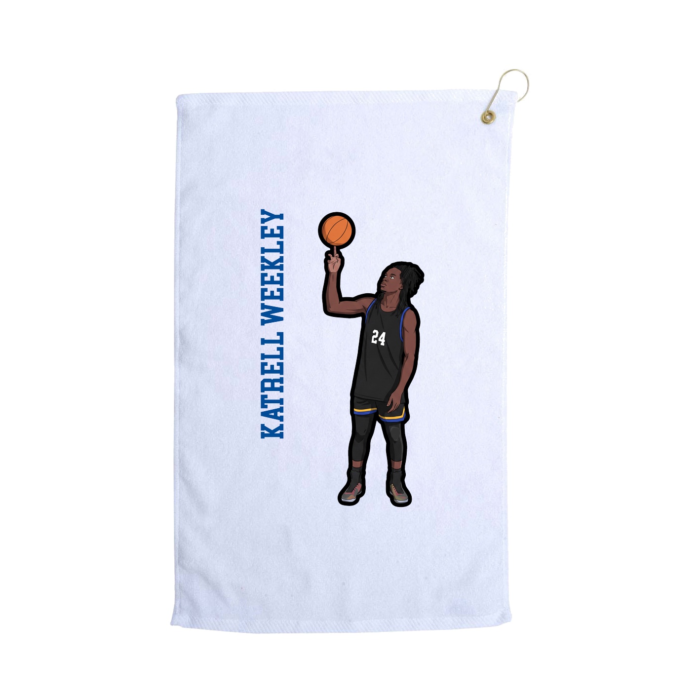 Golf Towel — Name Vertical in White