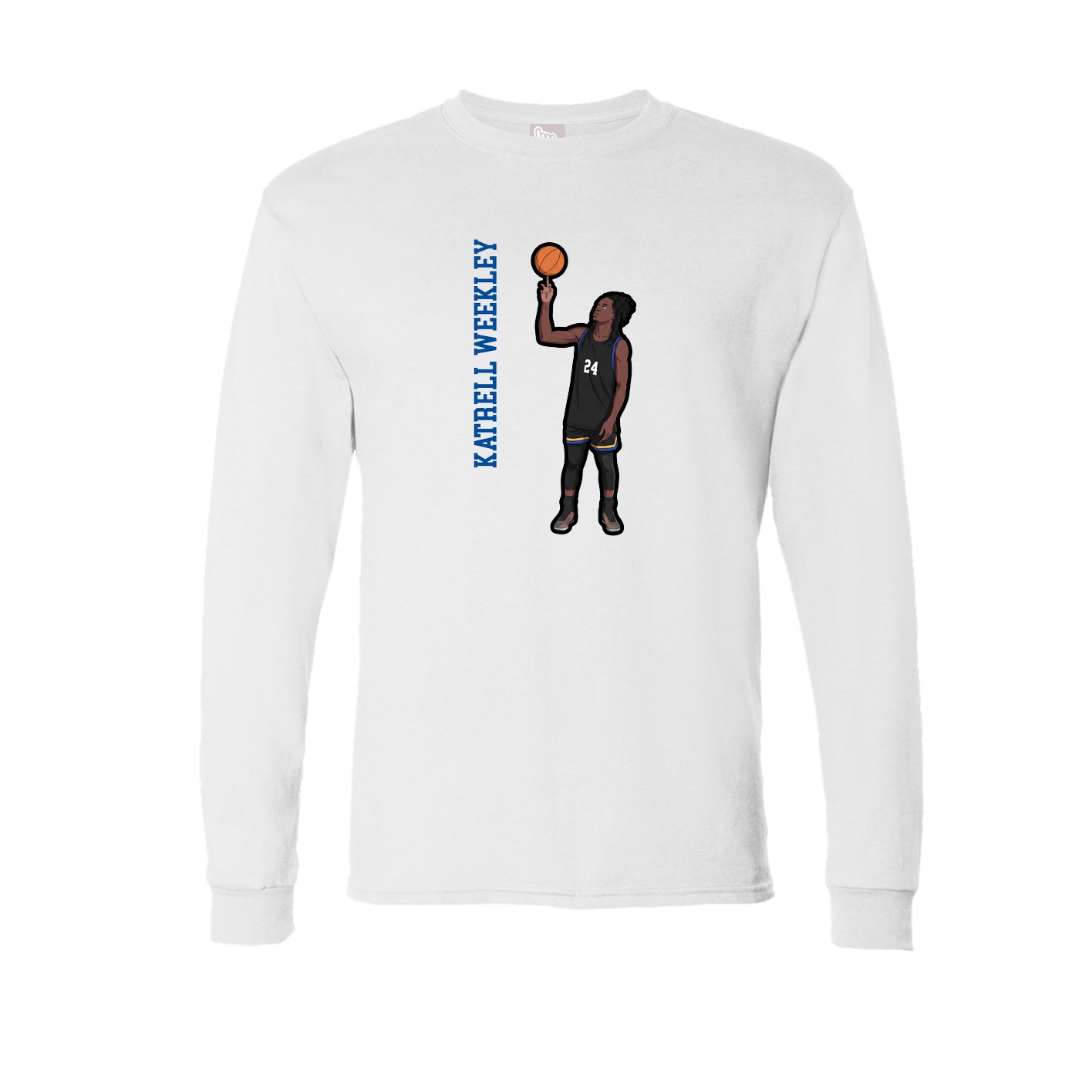 Long Sleeve Tee — Name Vertical in White