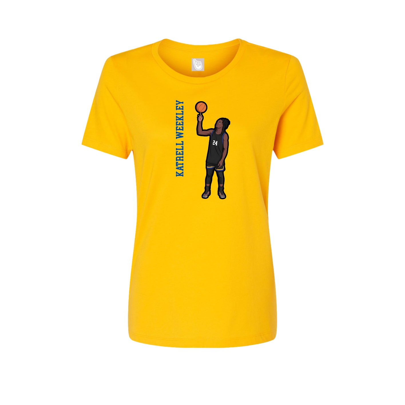 Womens Tee — Name Vertical in Gold