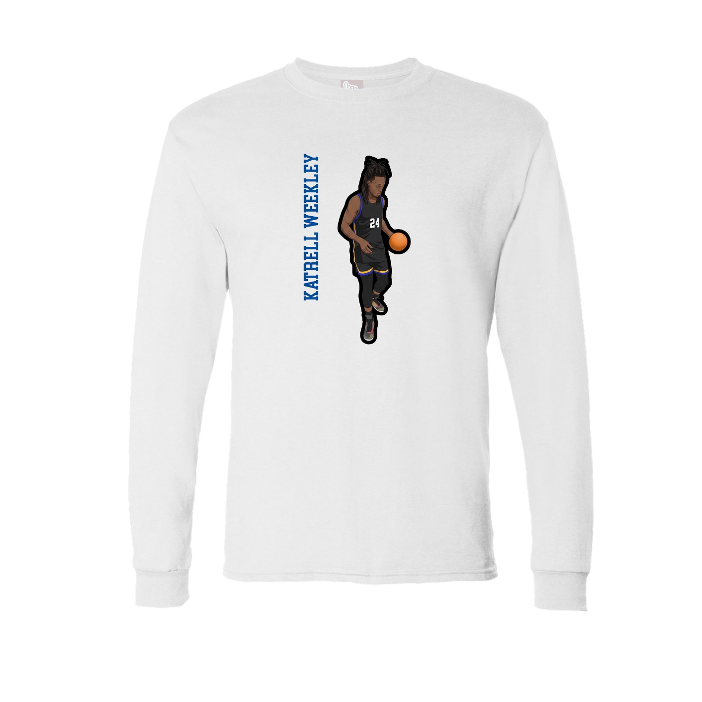Long Sleeve Tee — Name Vertical in White