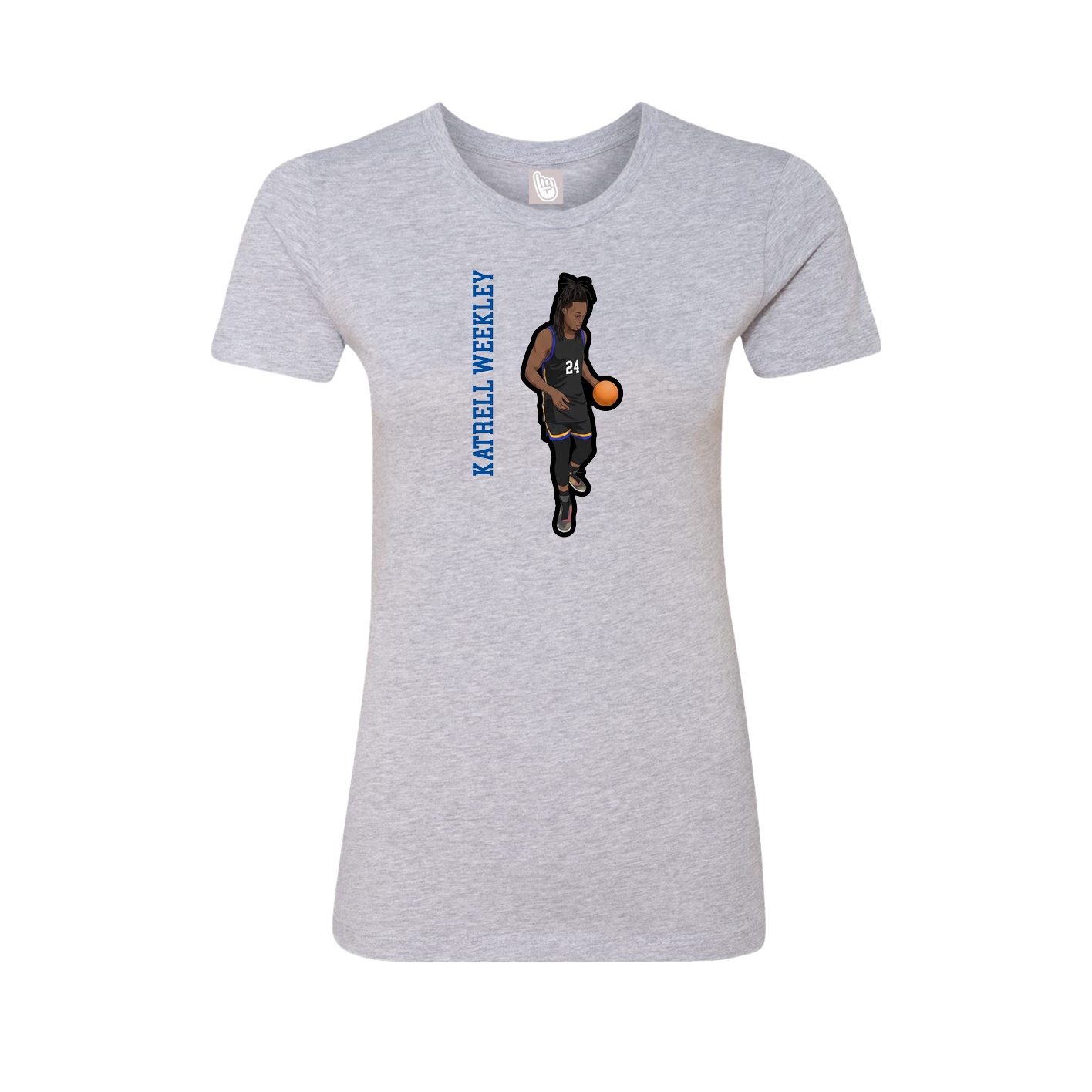 Womens Tee — Name Vertical in Grey