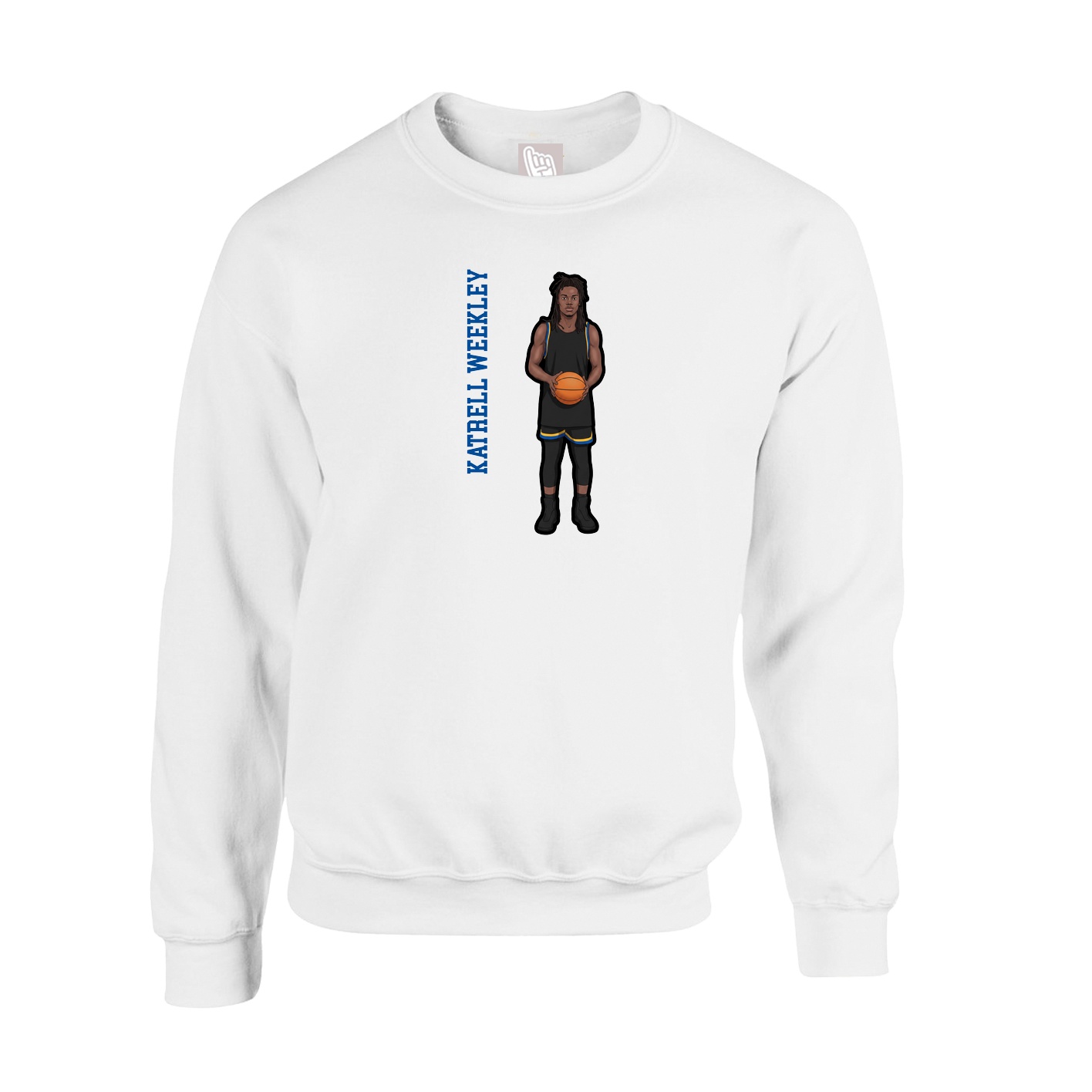 Fleece Crew — Name Vertical in White