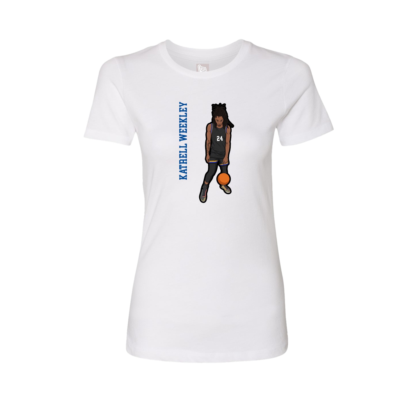 Womens Tee — Name Vertical in White