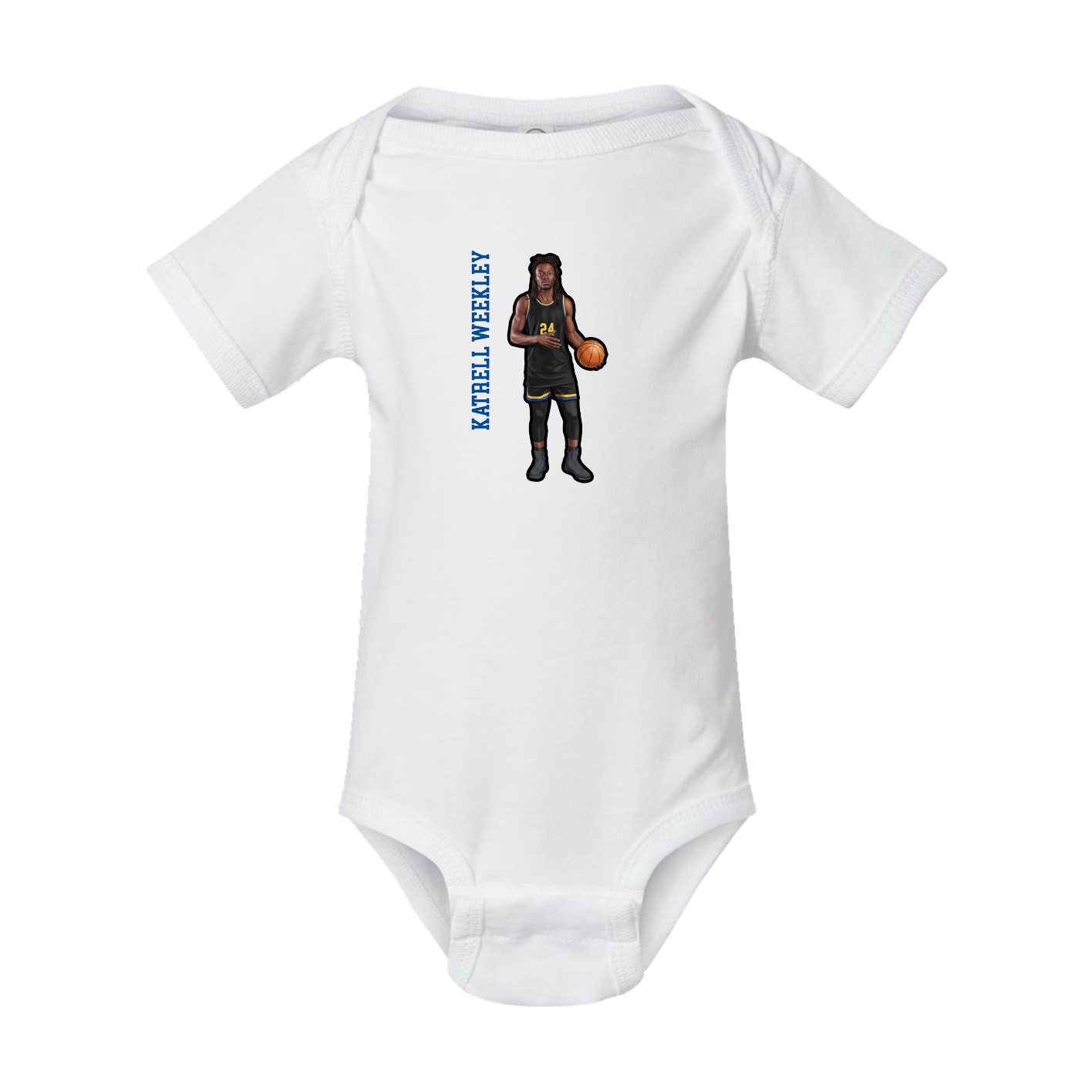 Baby Onesie — Name Vertical in White