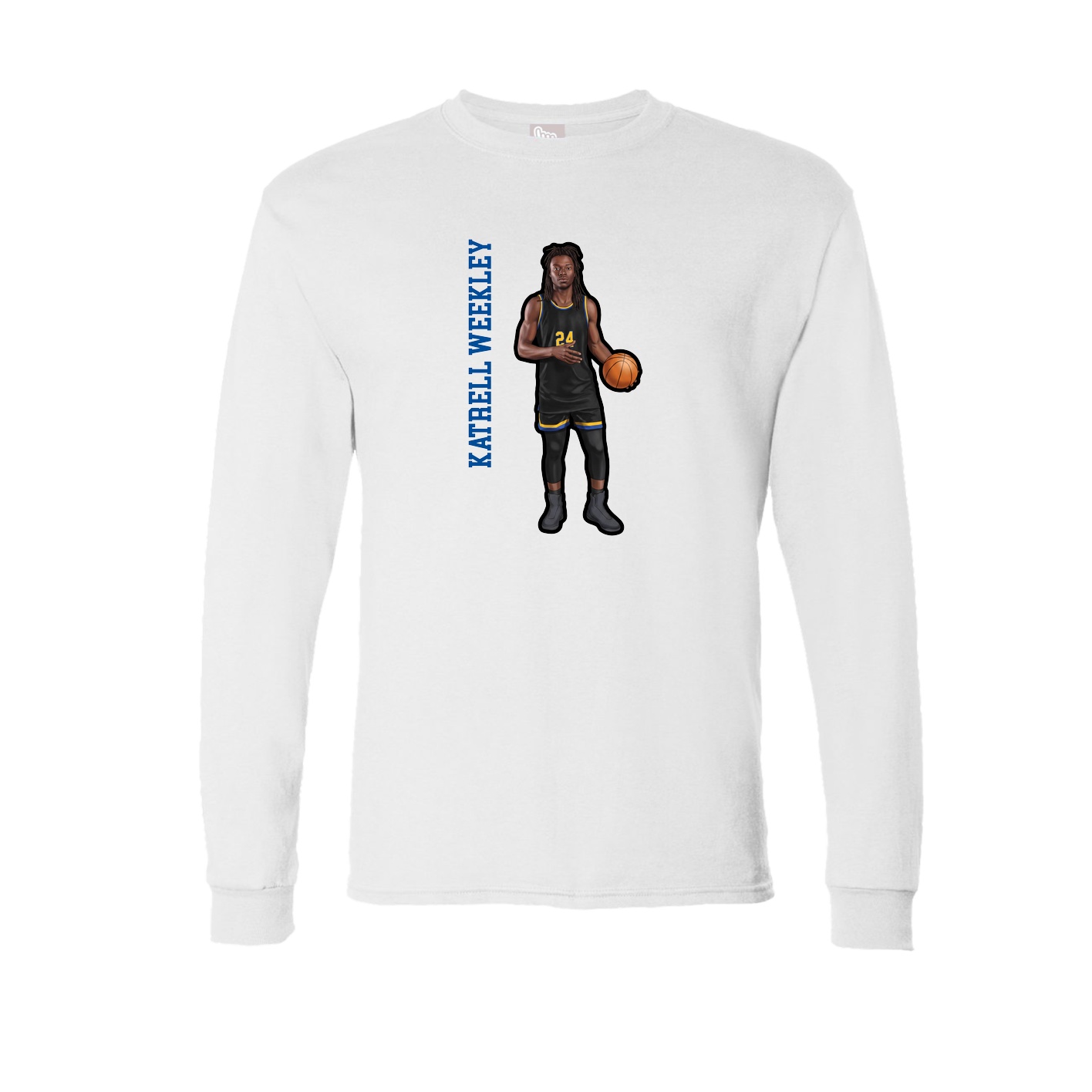 Long Sleeve Tee — Name Vertical in White