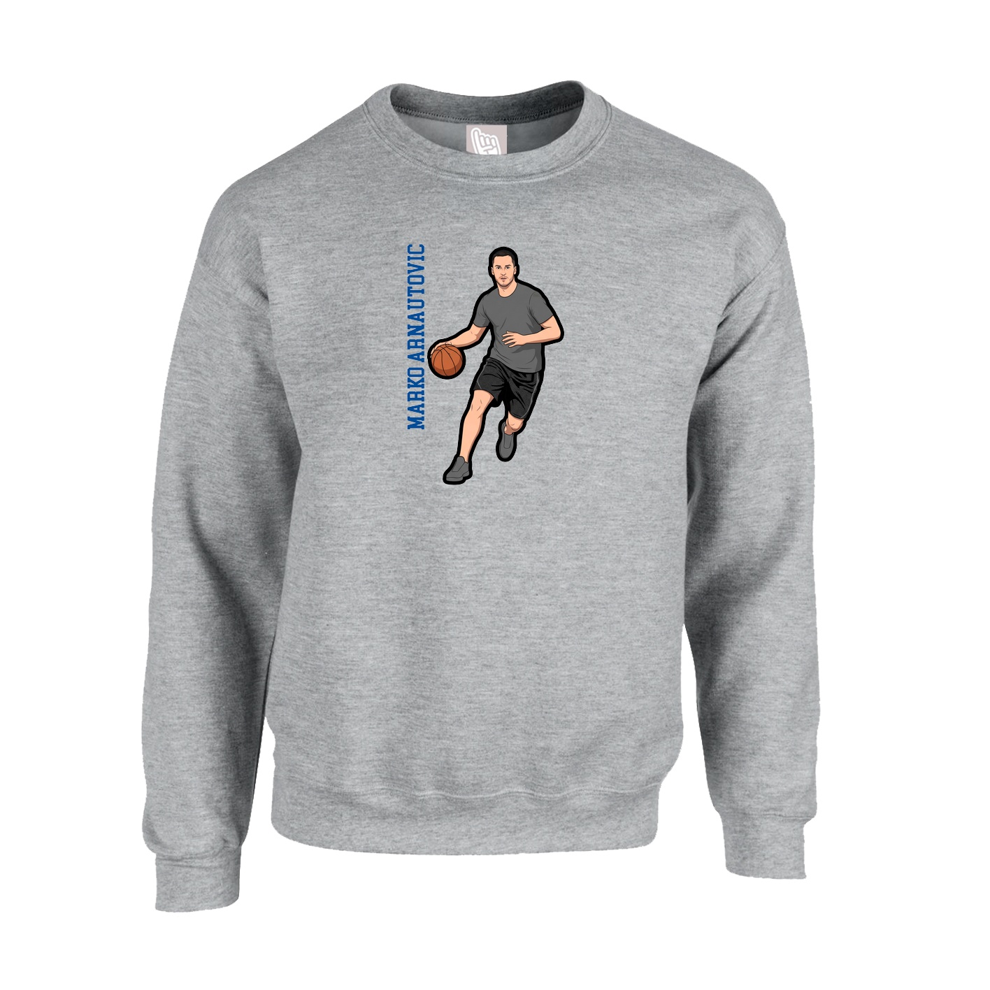 Fleece Crew — Name Vertical in Grey