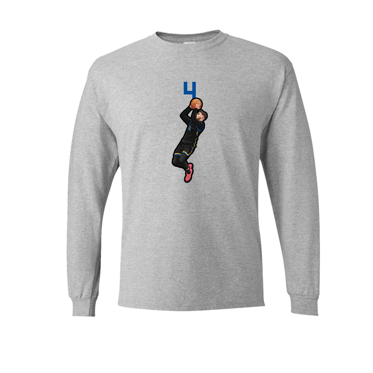 Long Sleeve Tee — Number Top in Grey