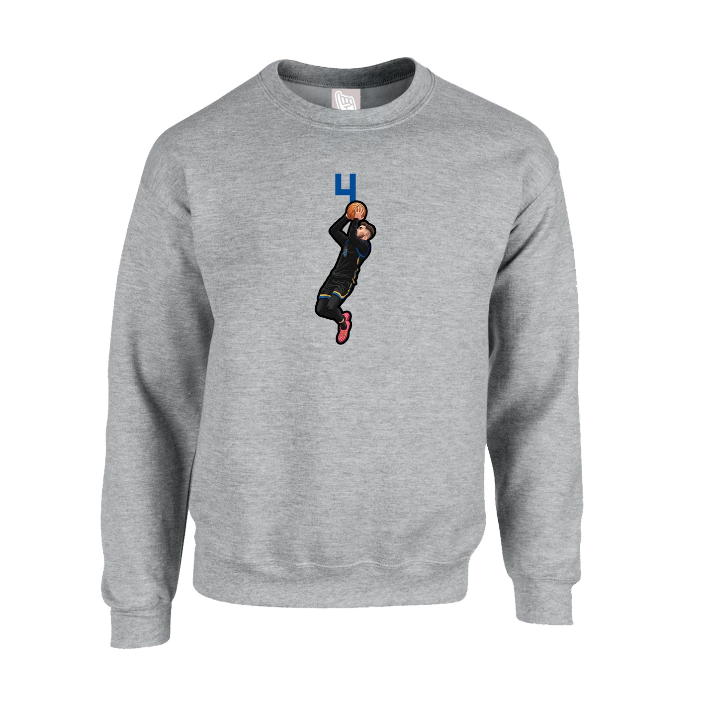 Fleece Crew — Number Top in Grey