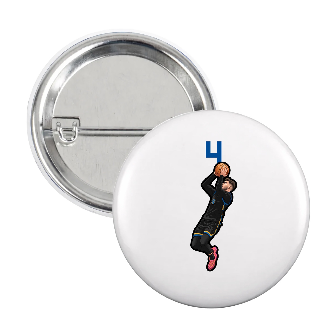 Game Day Button — Number Top in White